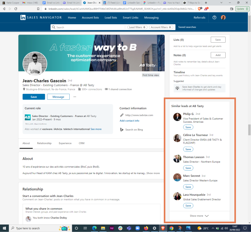 similar leads on LinkedIn