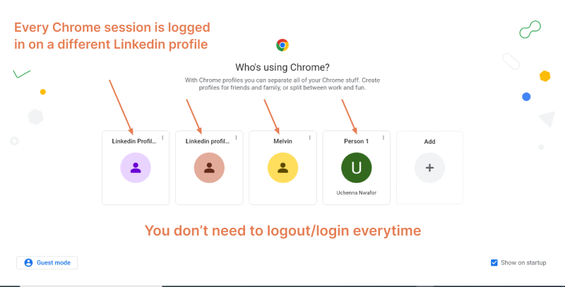 chrome session profile home page 
