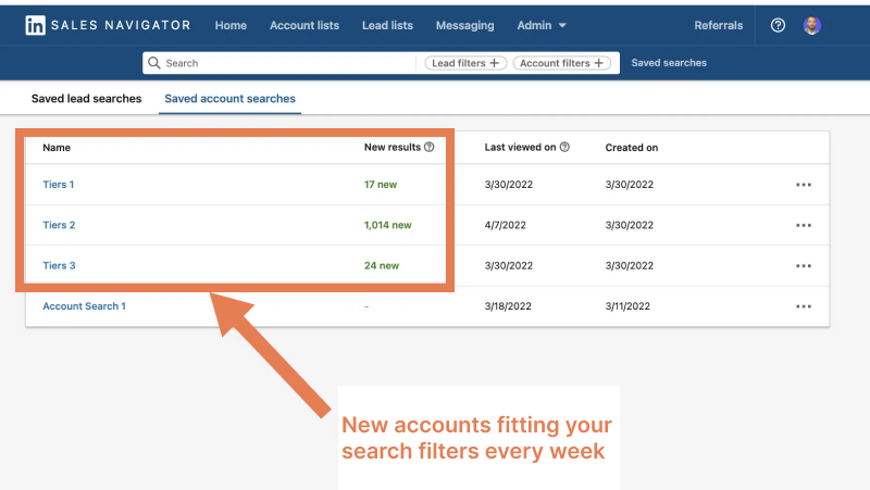 save account search on LinkedIn