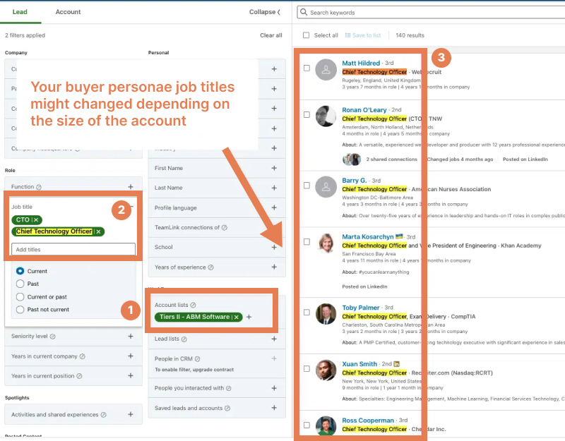 results on sales navigator