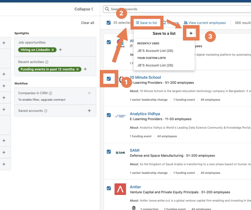 save to list on sales navigator