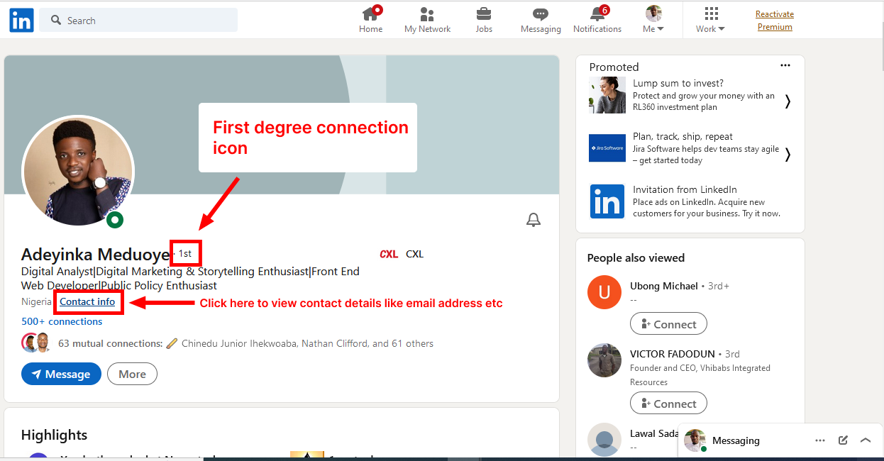 1st connection on LinkedIn