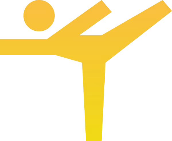 A vector illustration of a person with raising their leg mid-workout, in yellow and orange.