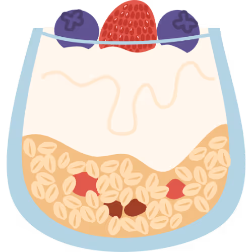 An illustration of an overnight oats bowl.