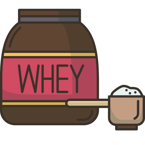 An illustration of a tub of whey protein.
