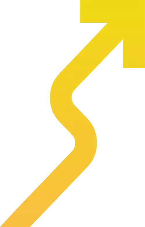 A trending-upwards style arrow with the orange to gold Ruth Mac brand gradient.