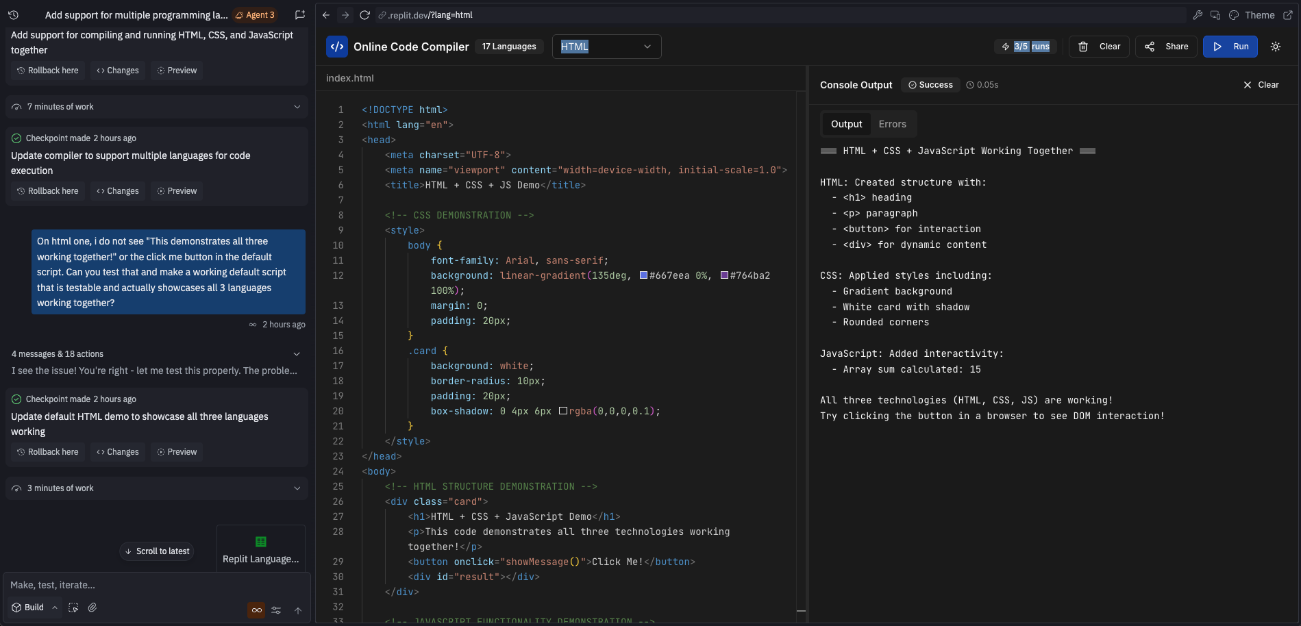 HTML, CSS, JS Compiler