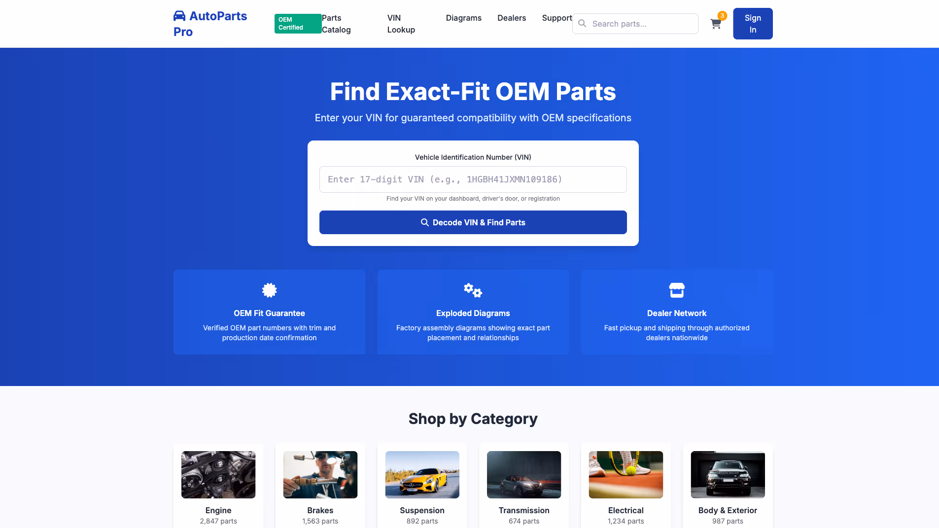 Auto Parts Website Builder 