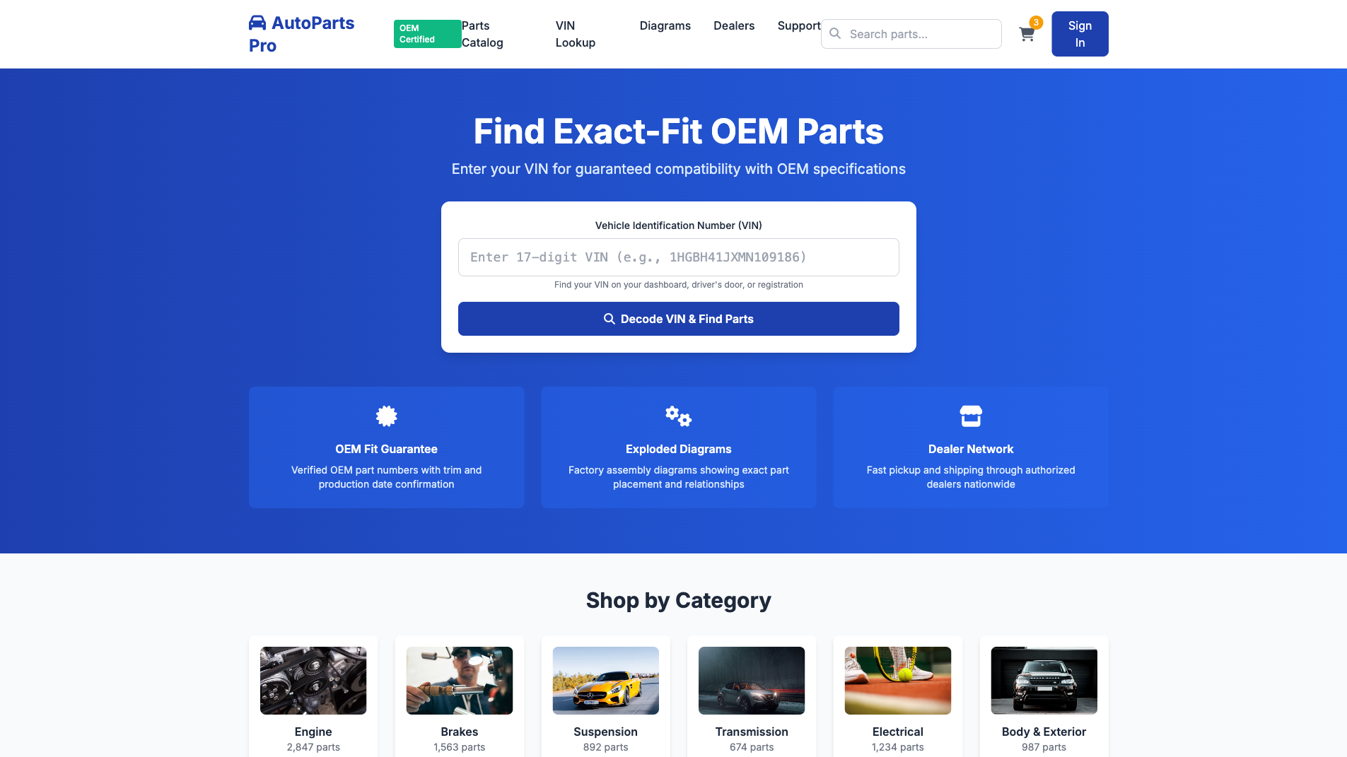 Auto Parts Website Builder 