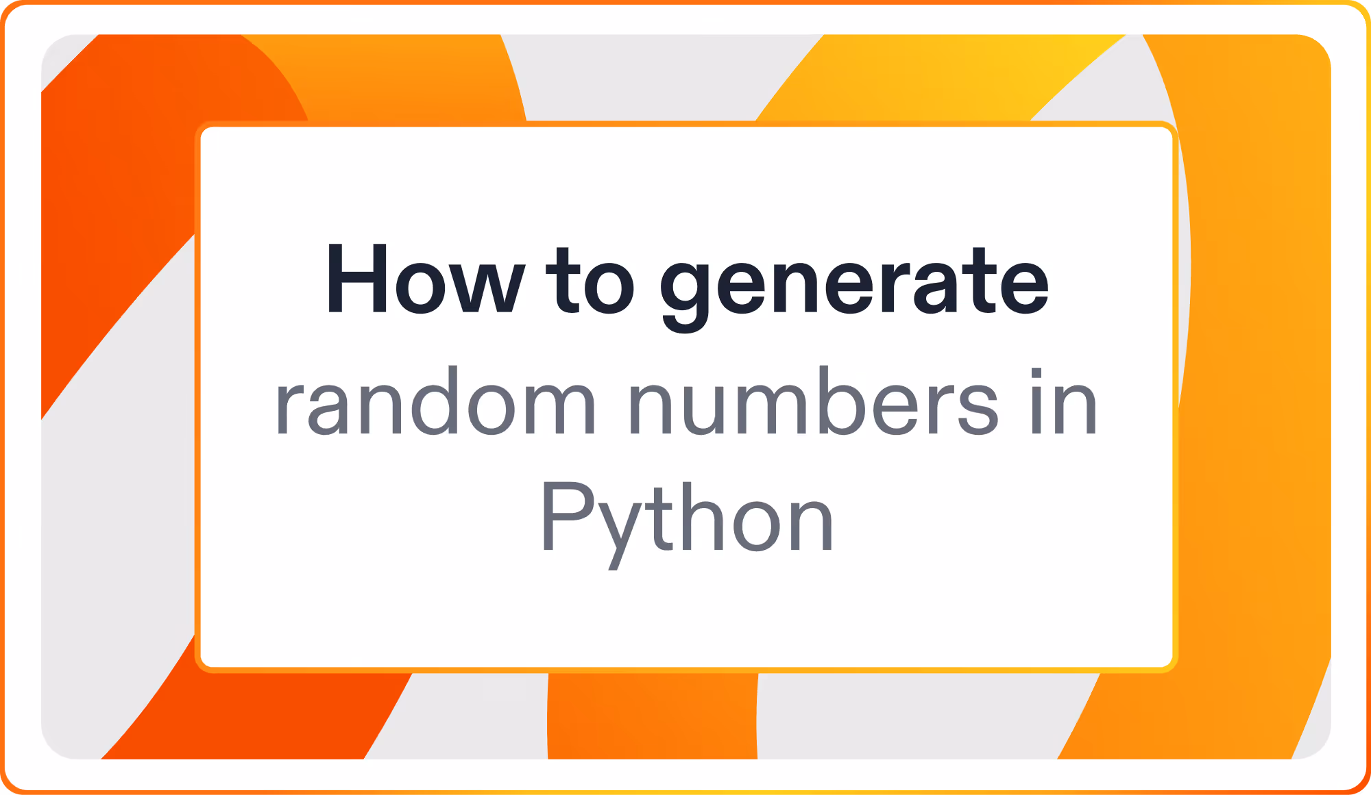 How to generate random numbers in Python