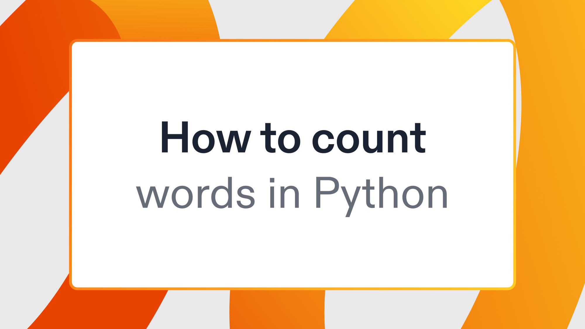 How to count words in Python