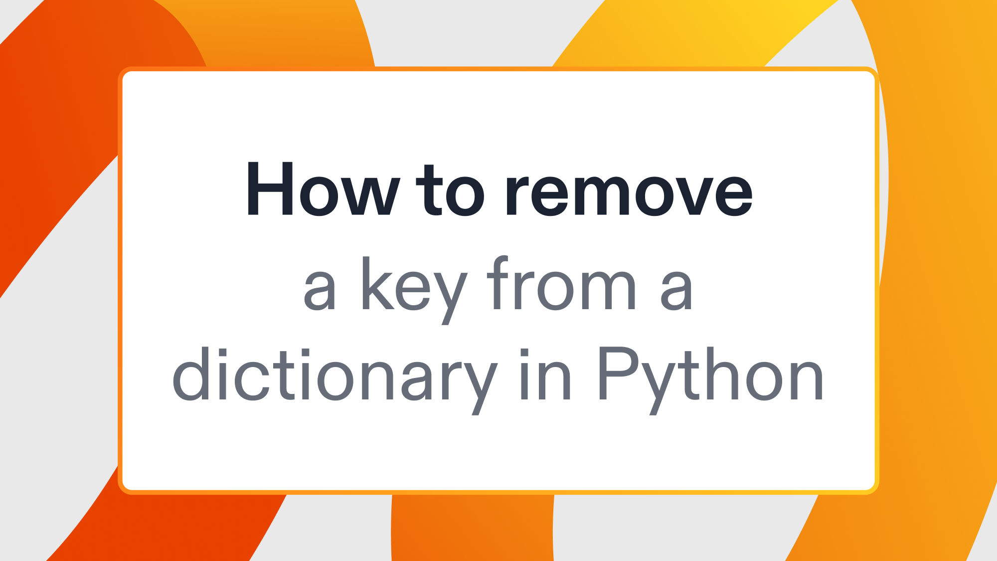 How to remove a key from a dictionary in Python