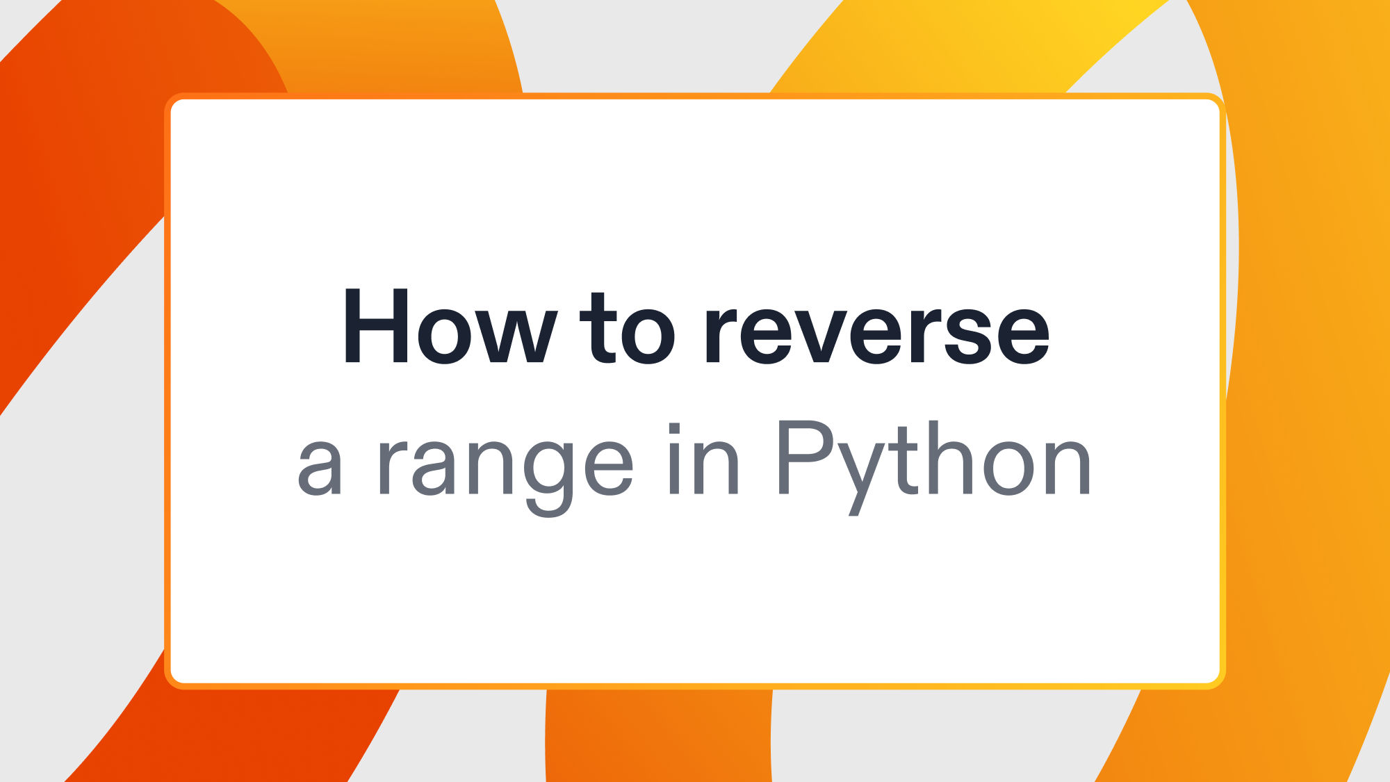 How to reverse a range in Python