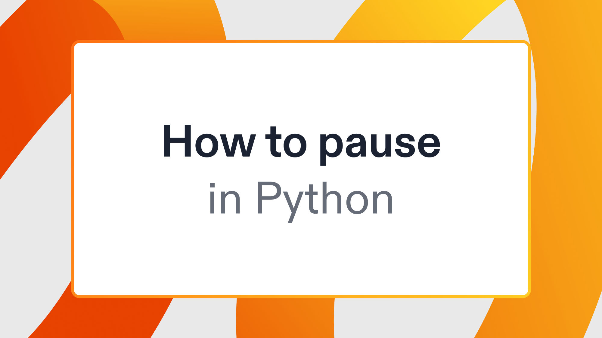 How to pause in Python