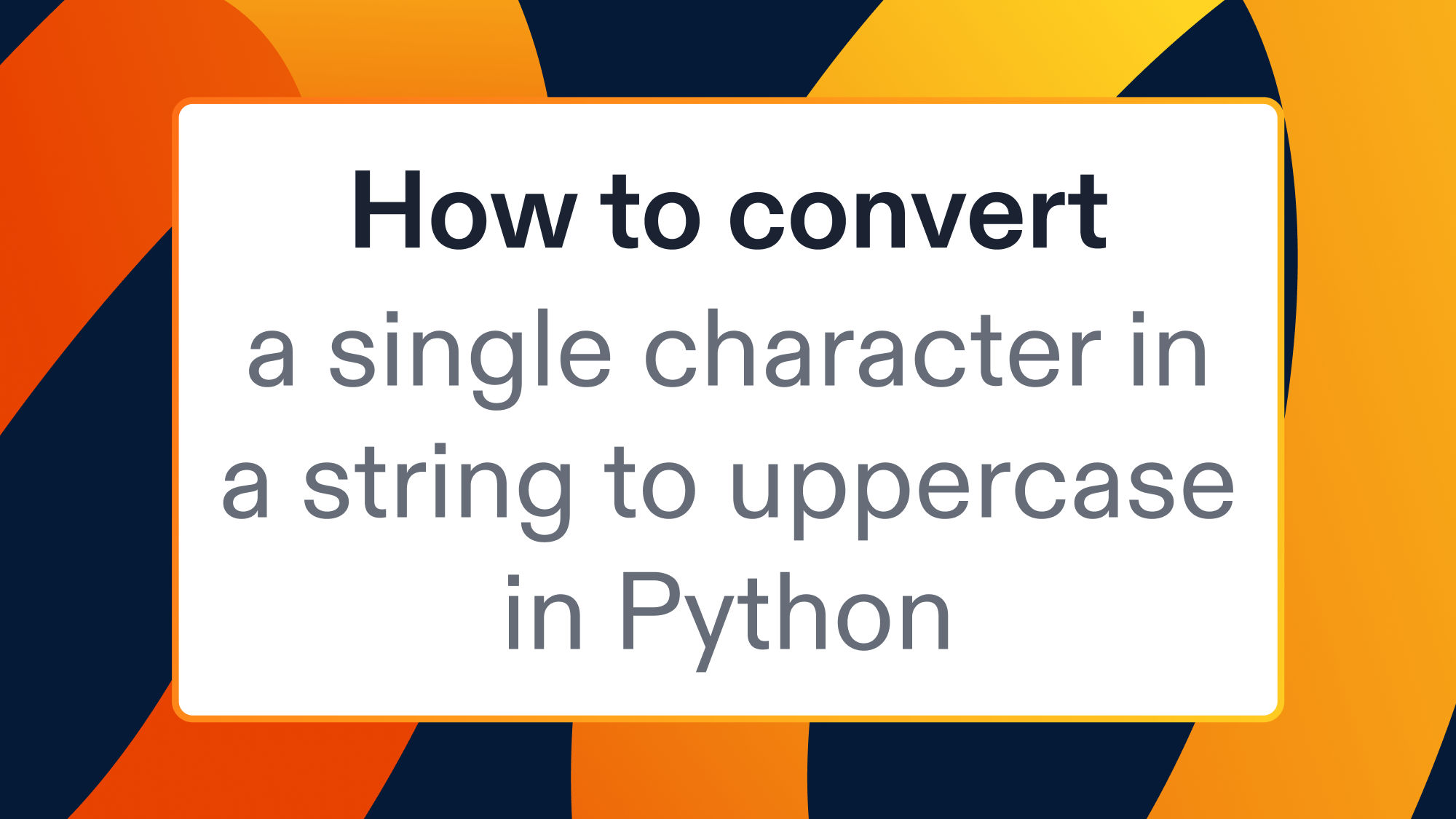 How to convert a single character in a string to uppercase in Python
