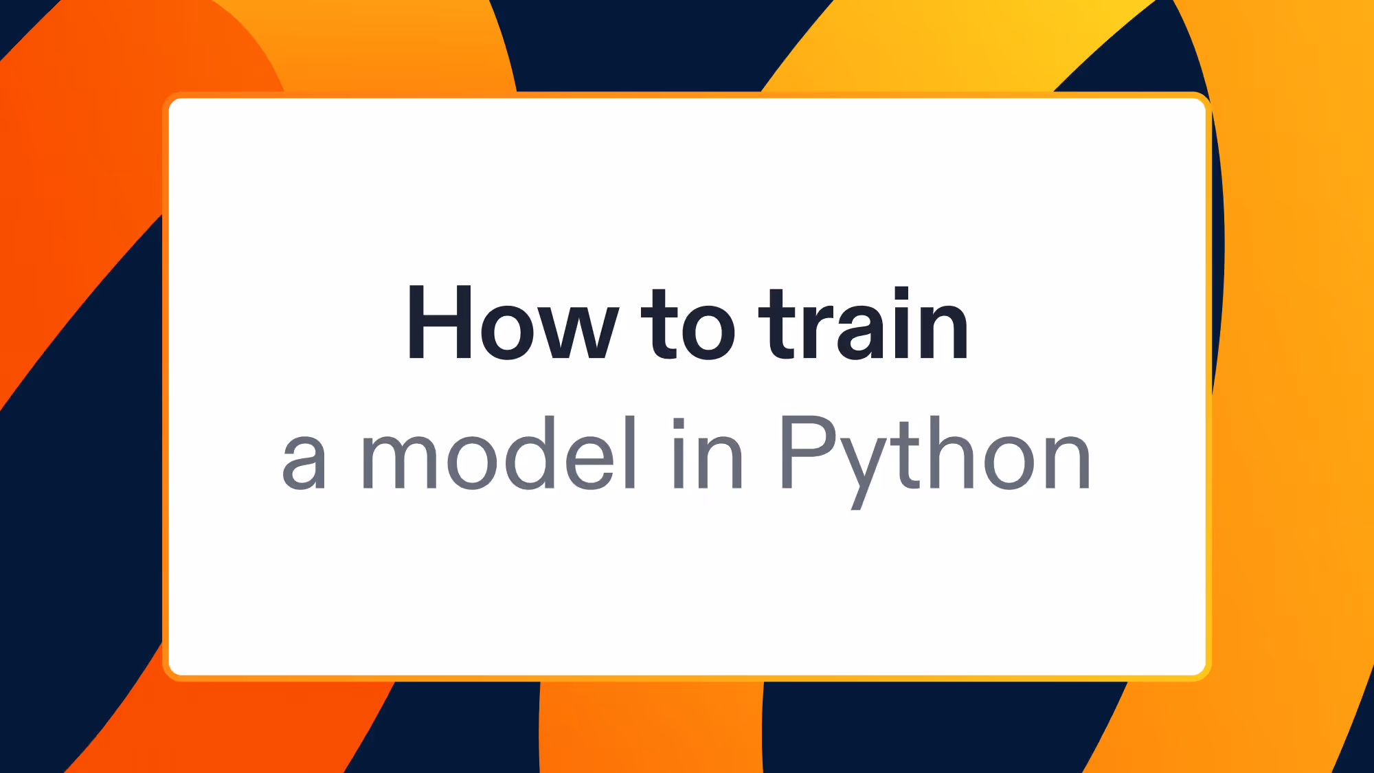 How to train a model in Python