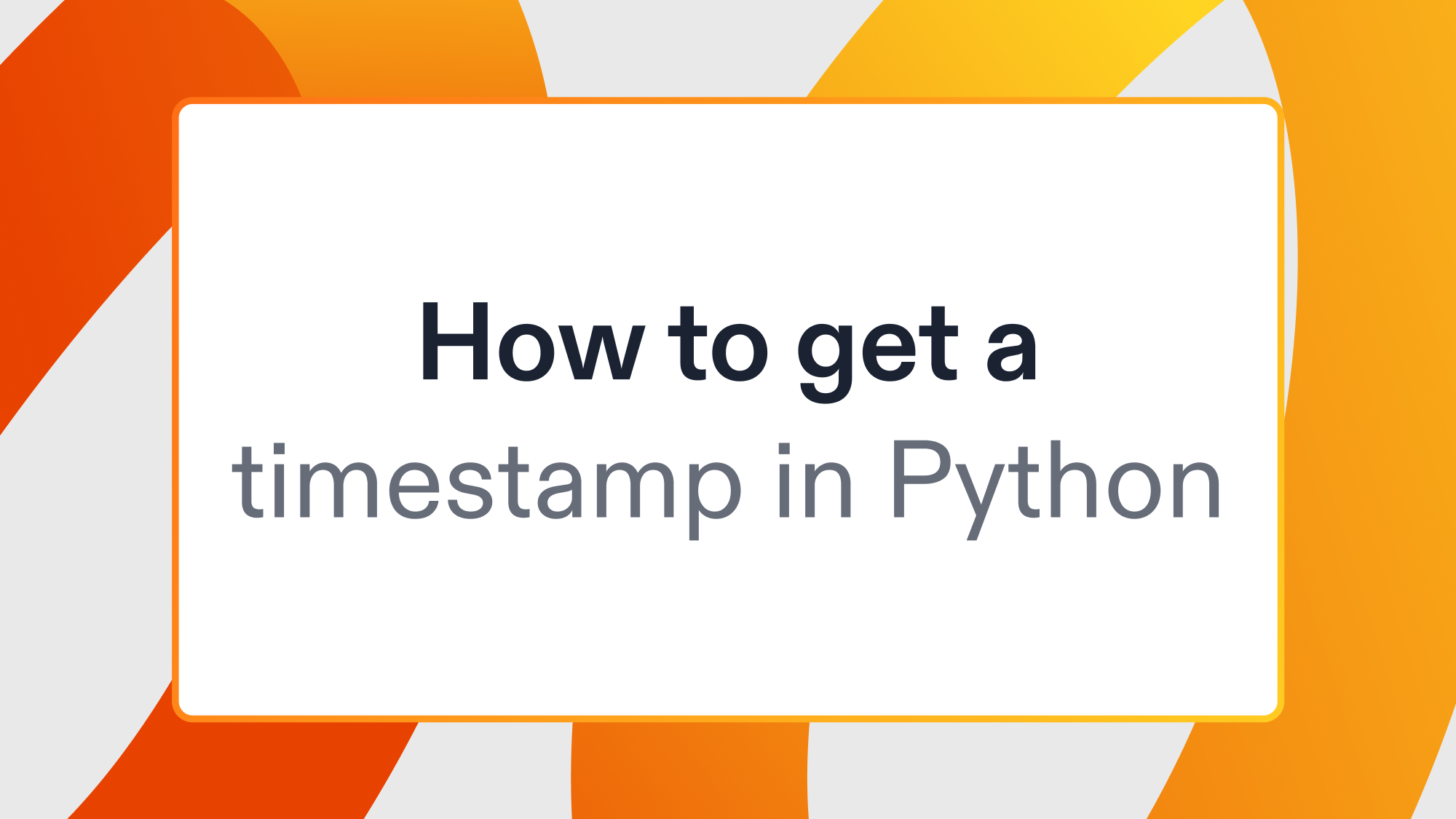 How to get a timestamp in Python