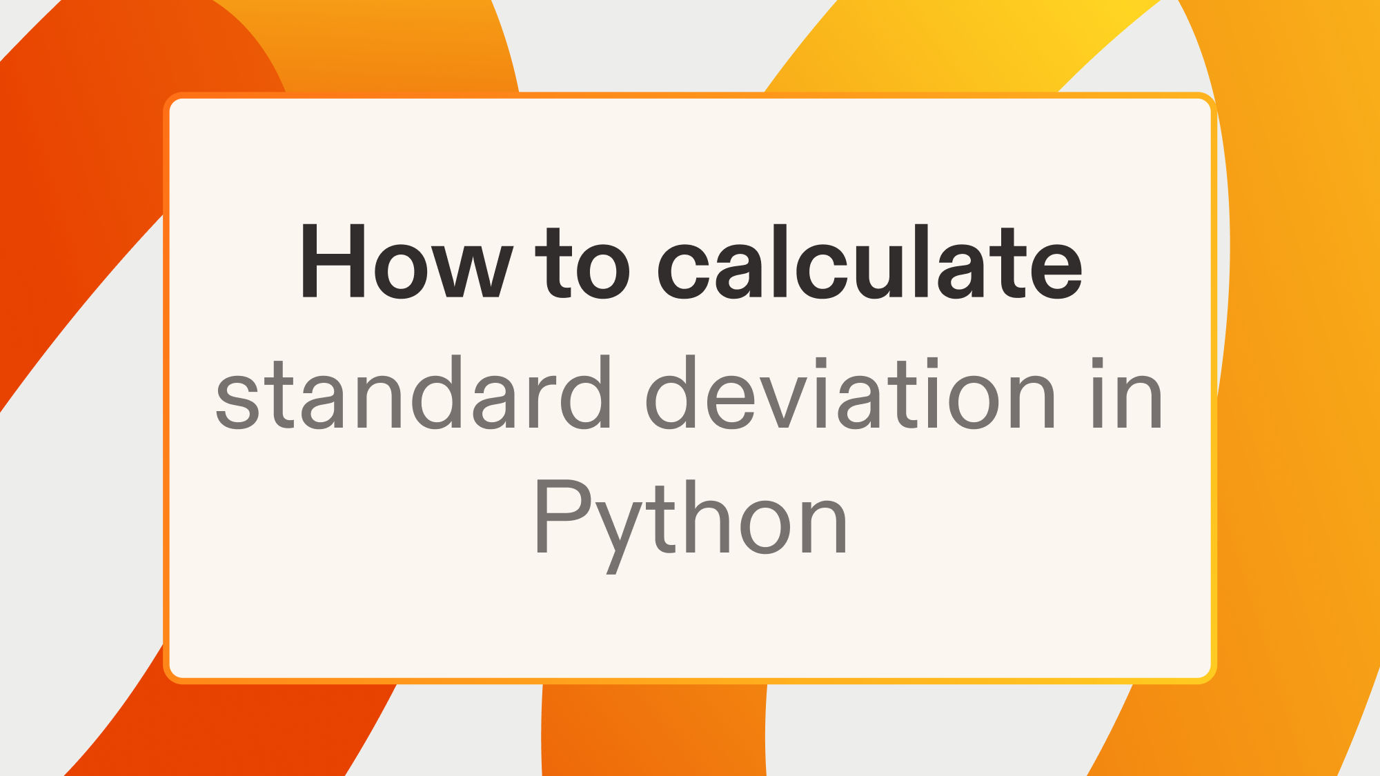 How to calculate standard deviation in Python