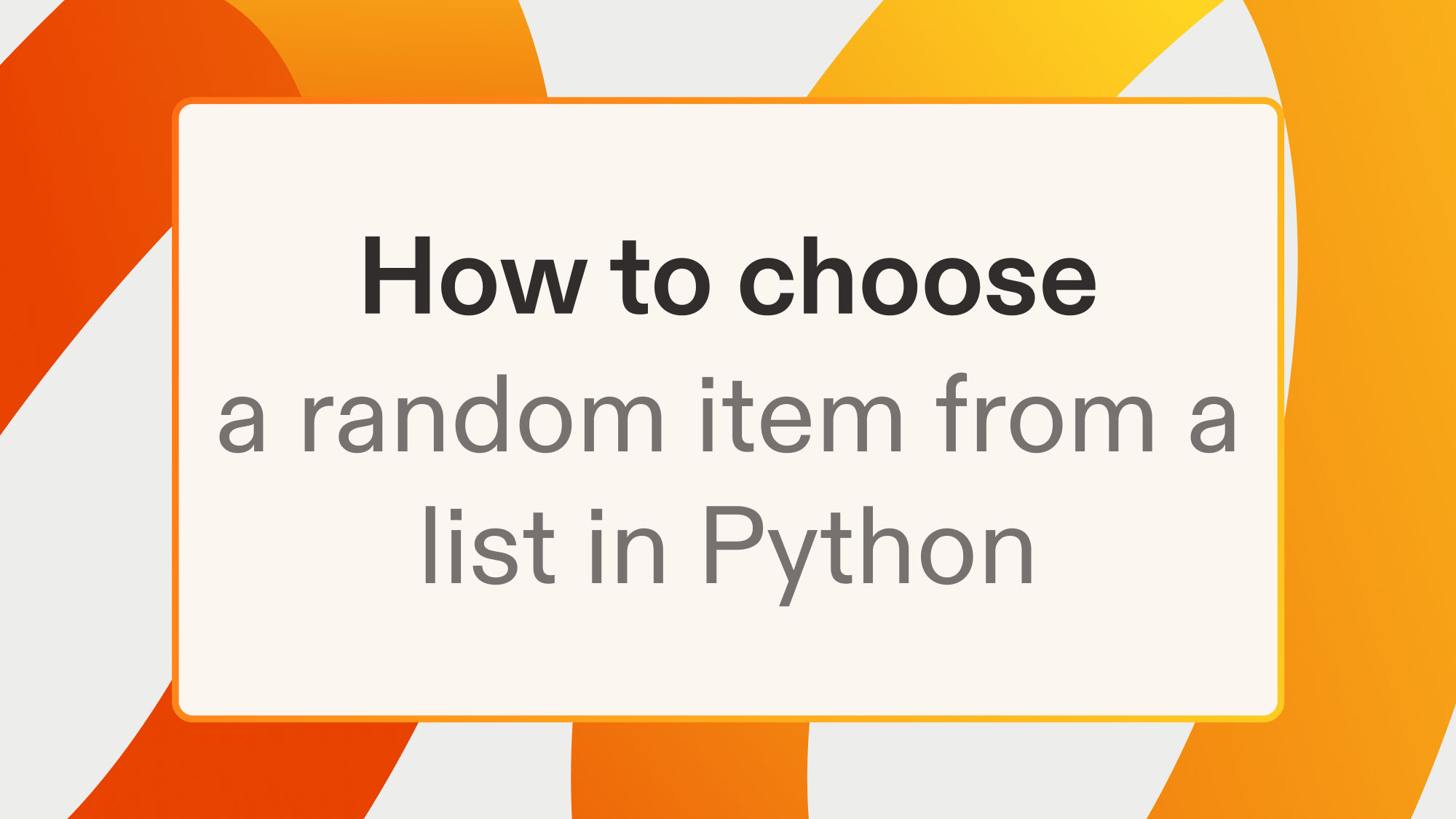 How to choose a random item from a list in Python