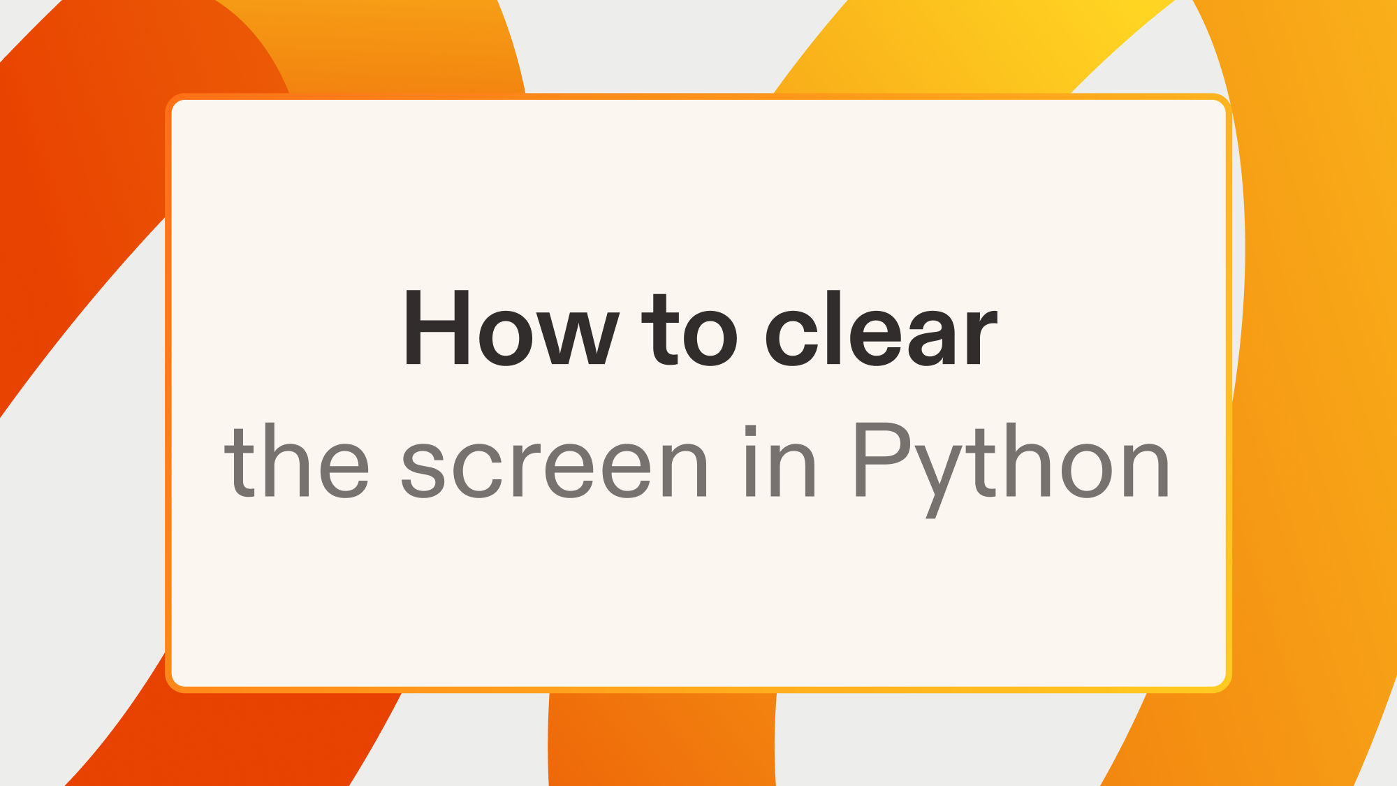 How to clear the screen in Python