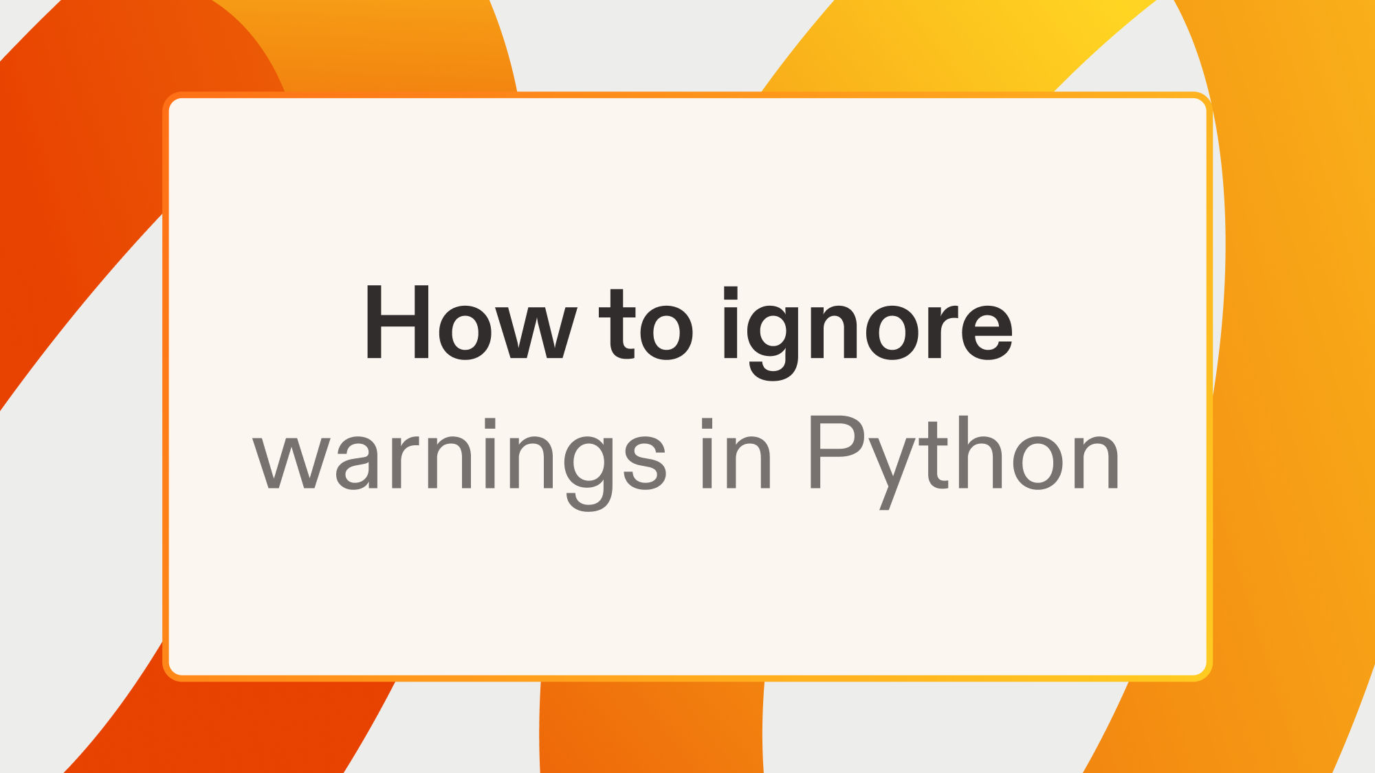 How to ignore warnings in Python