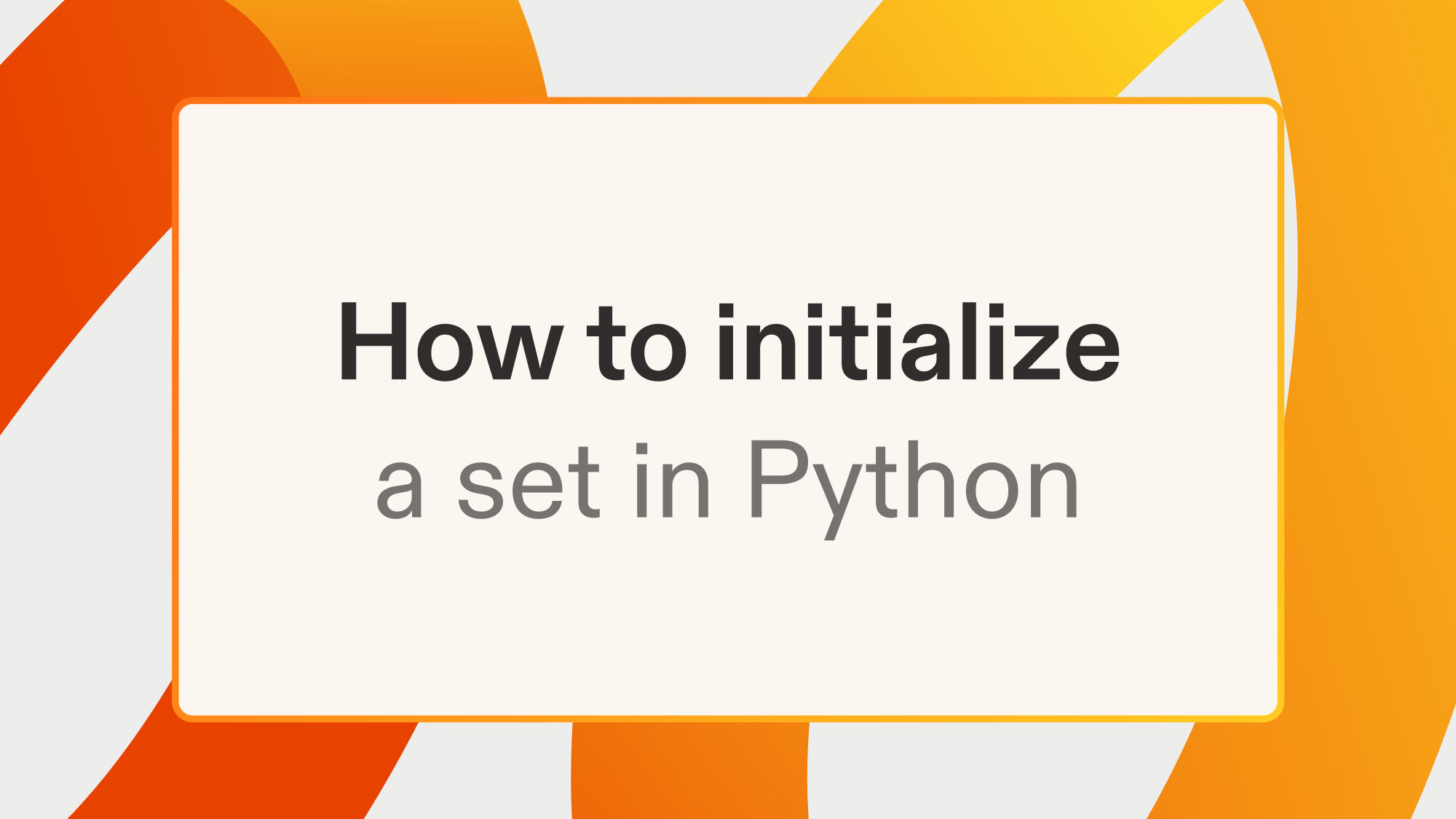 How to initialize a set in Python