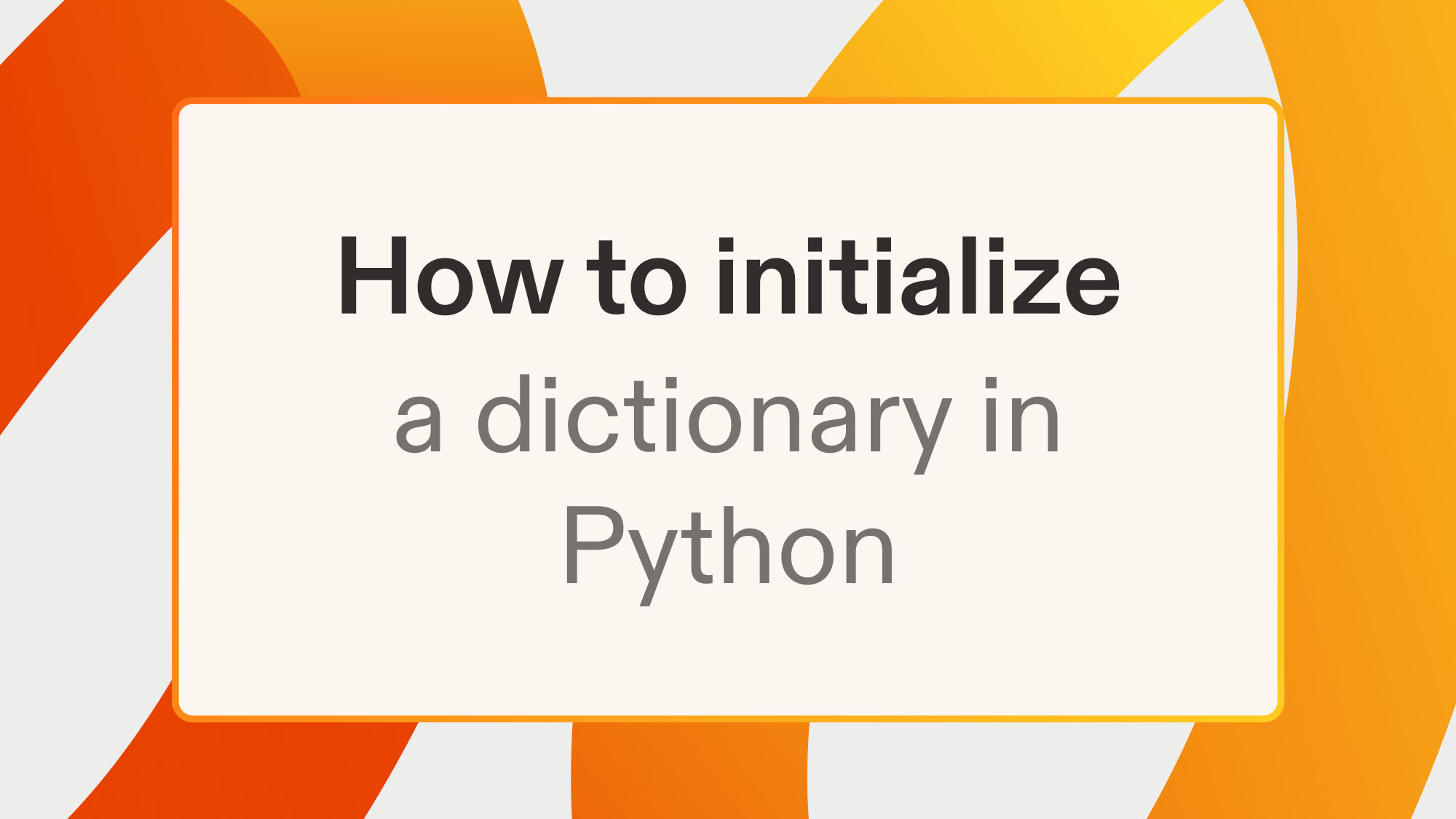 How to initialize a dictionary in Python