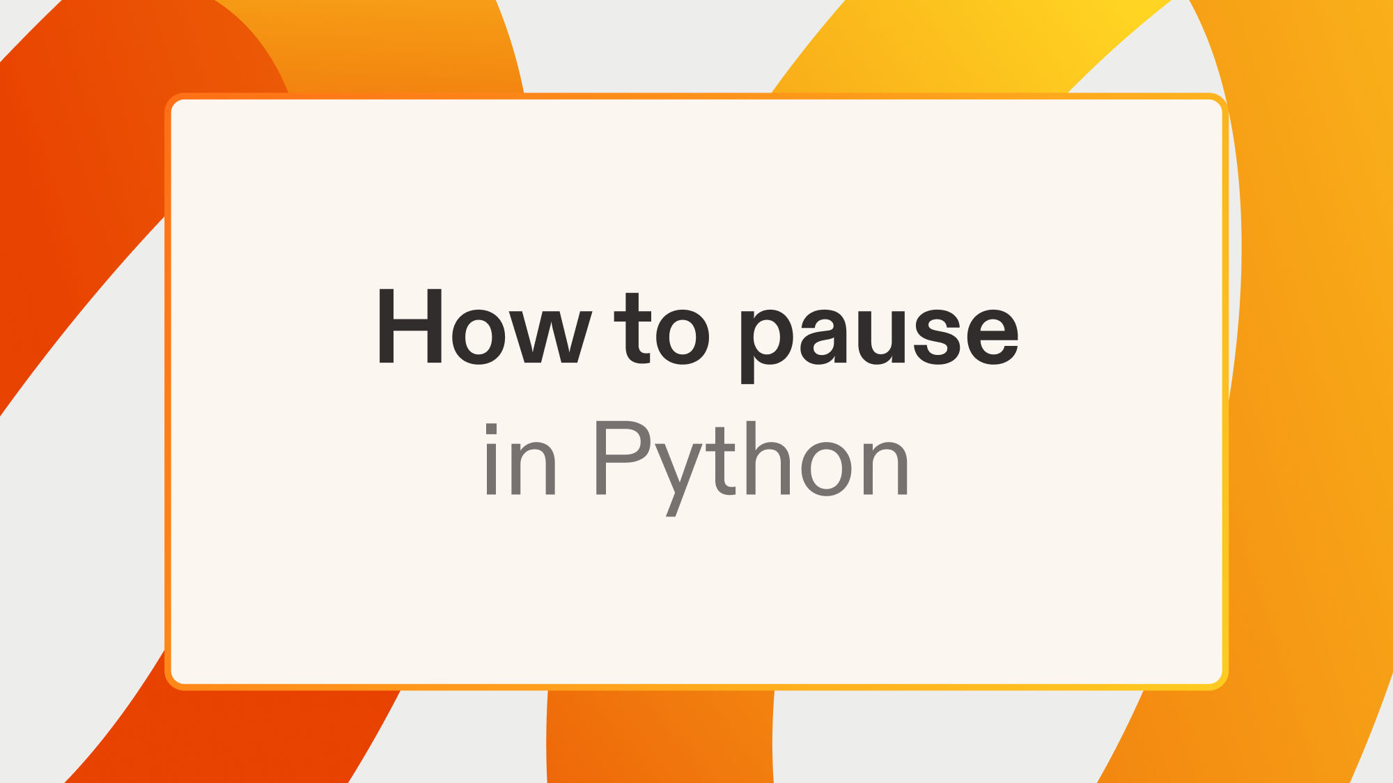 How to pause in Python