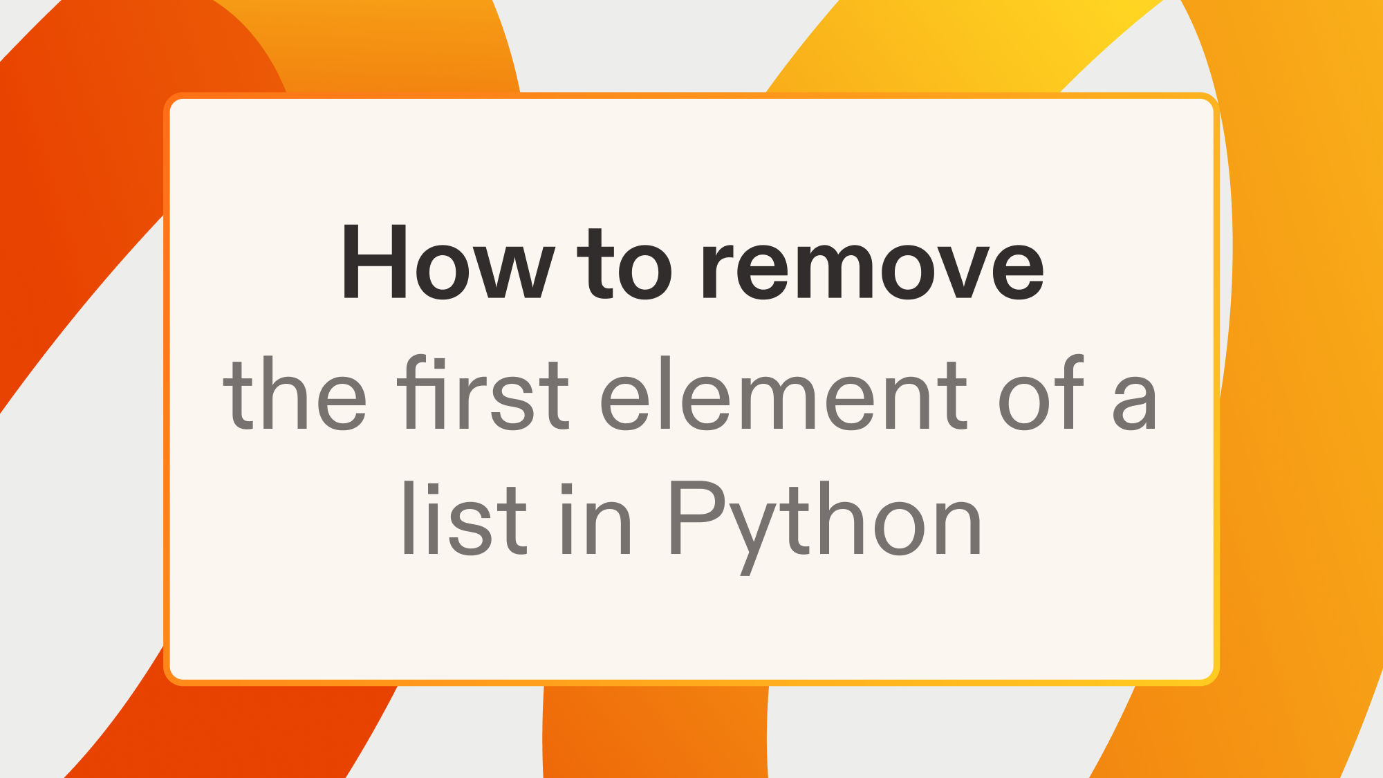 How to remove the first element of a list in Python