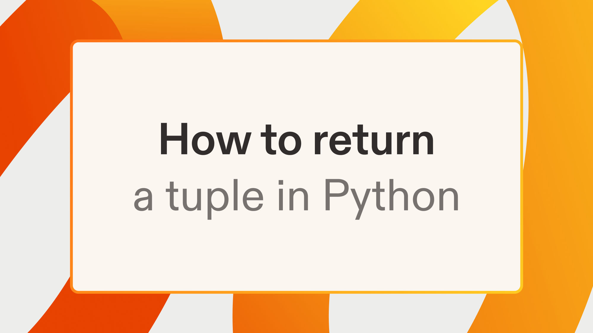 How to return a tuple in Python