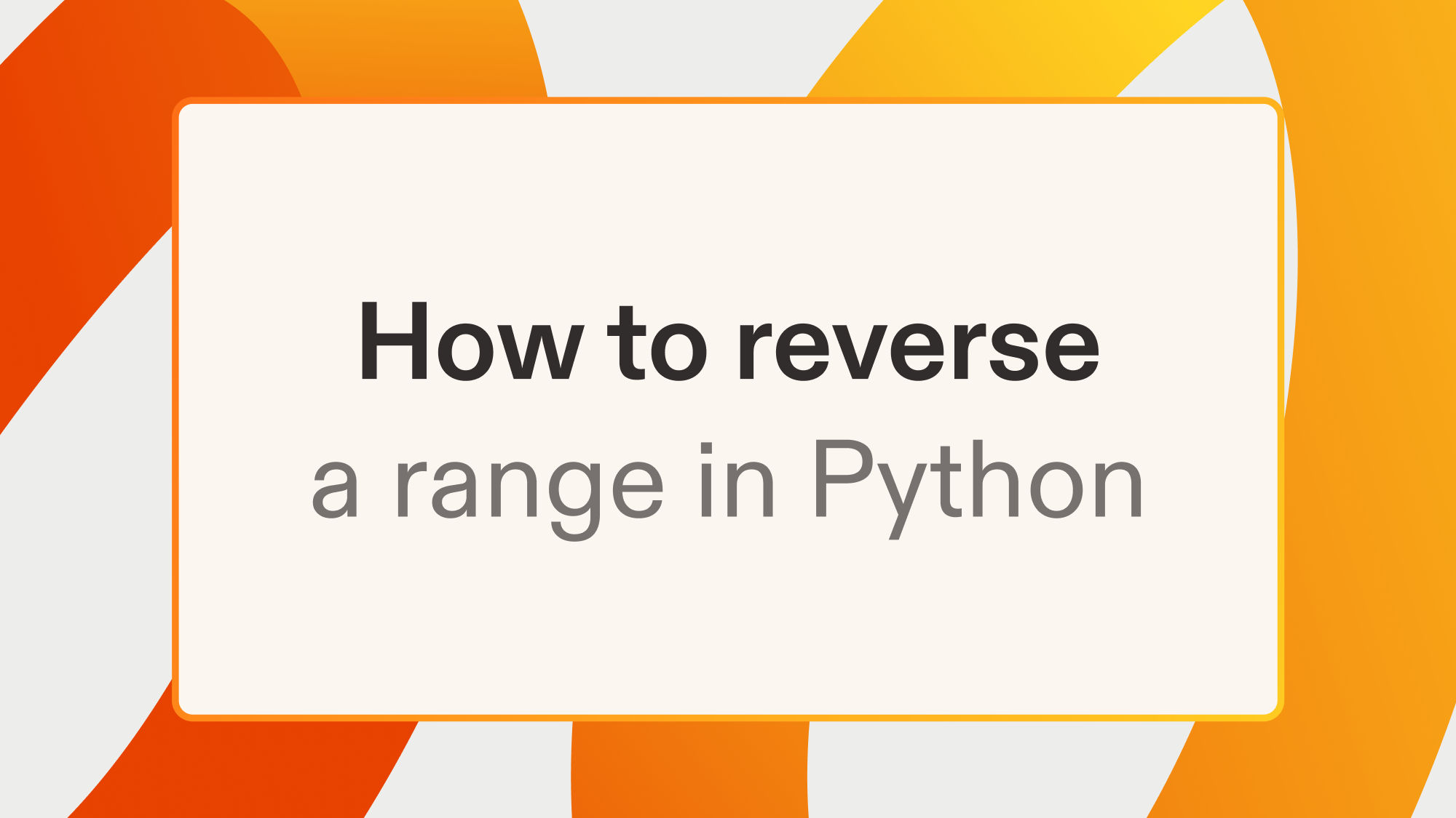 How to reverse a range in Python