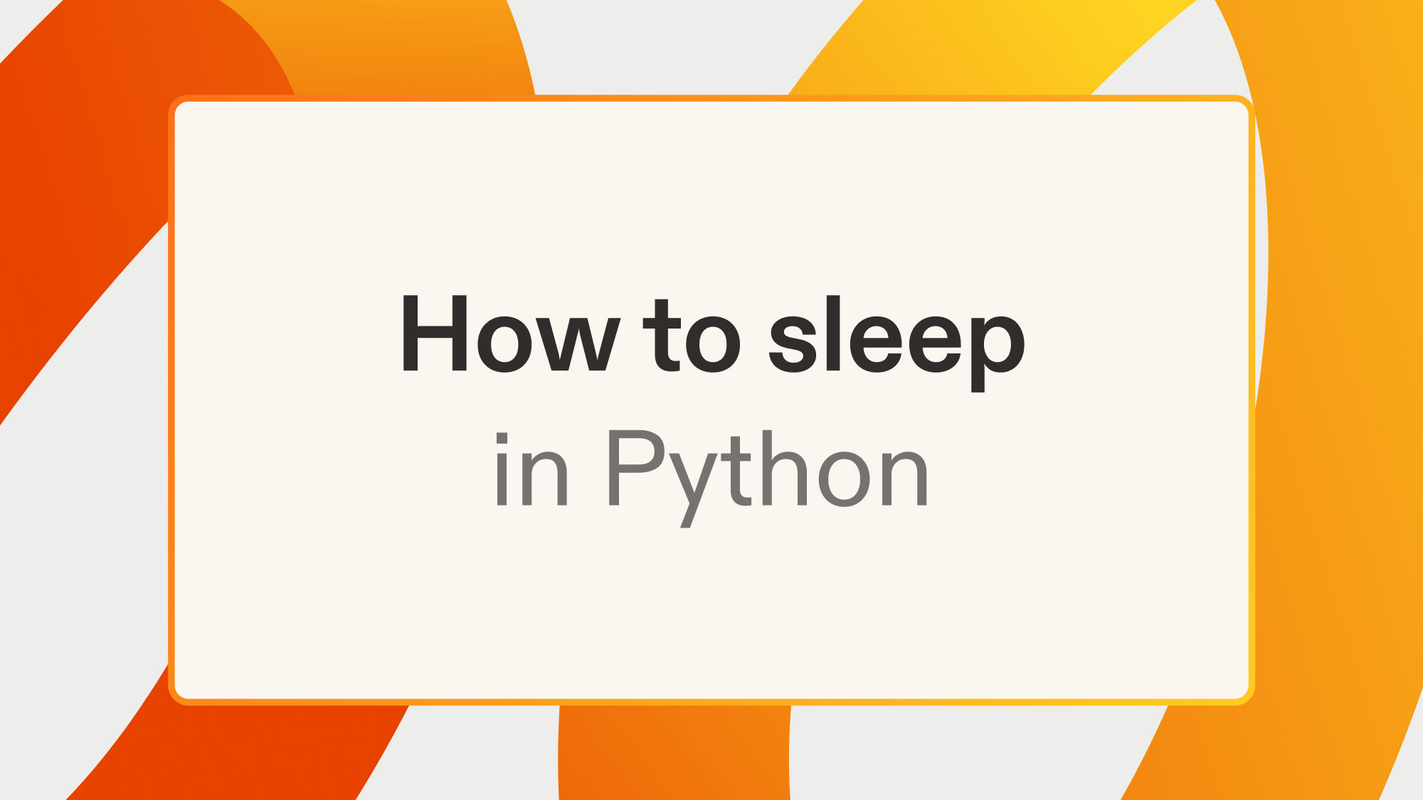 How to sleep in Python