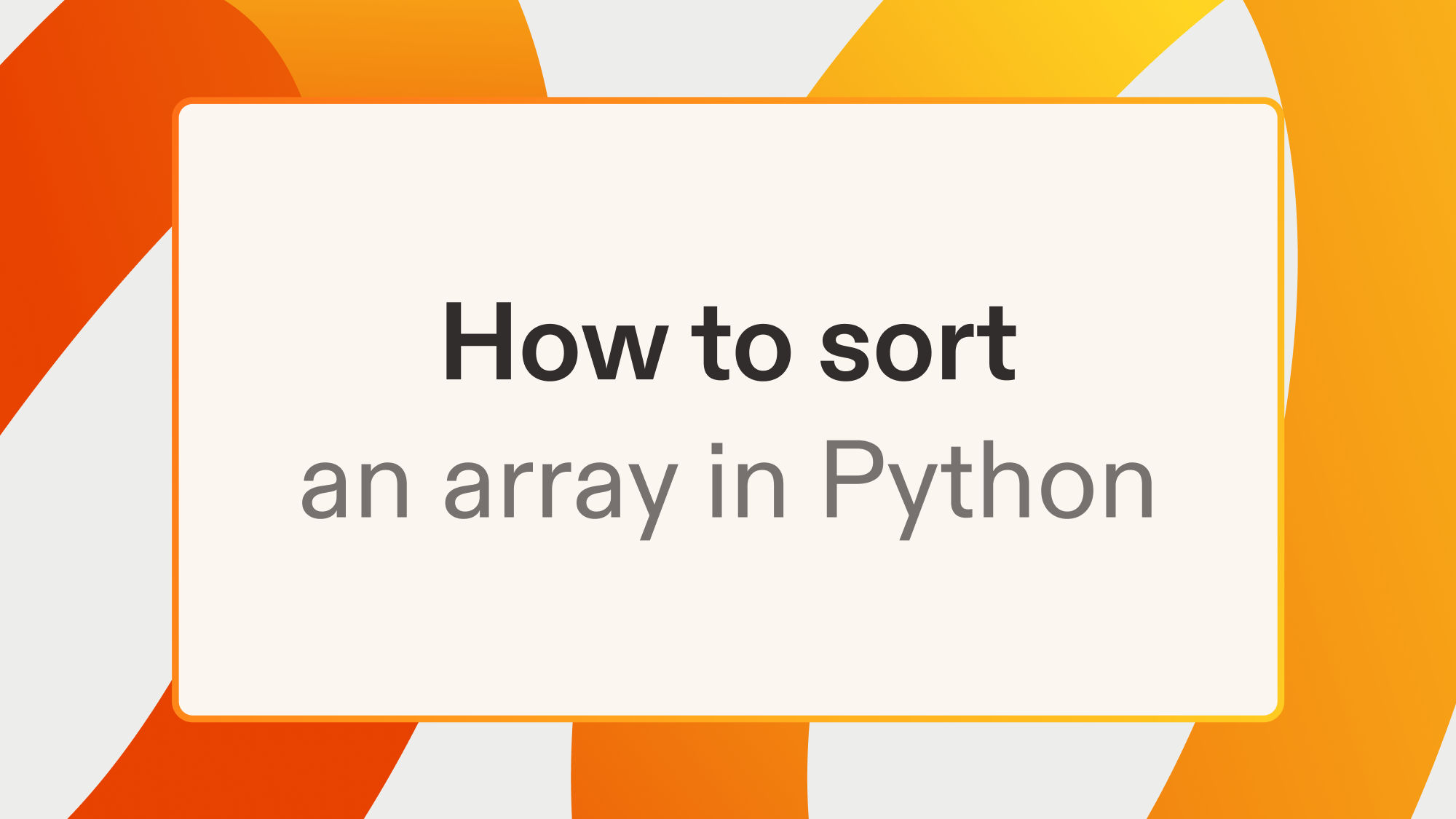 How to sort an array in Python