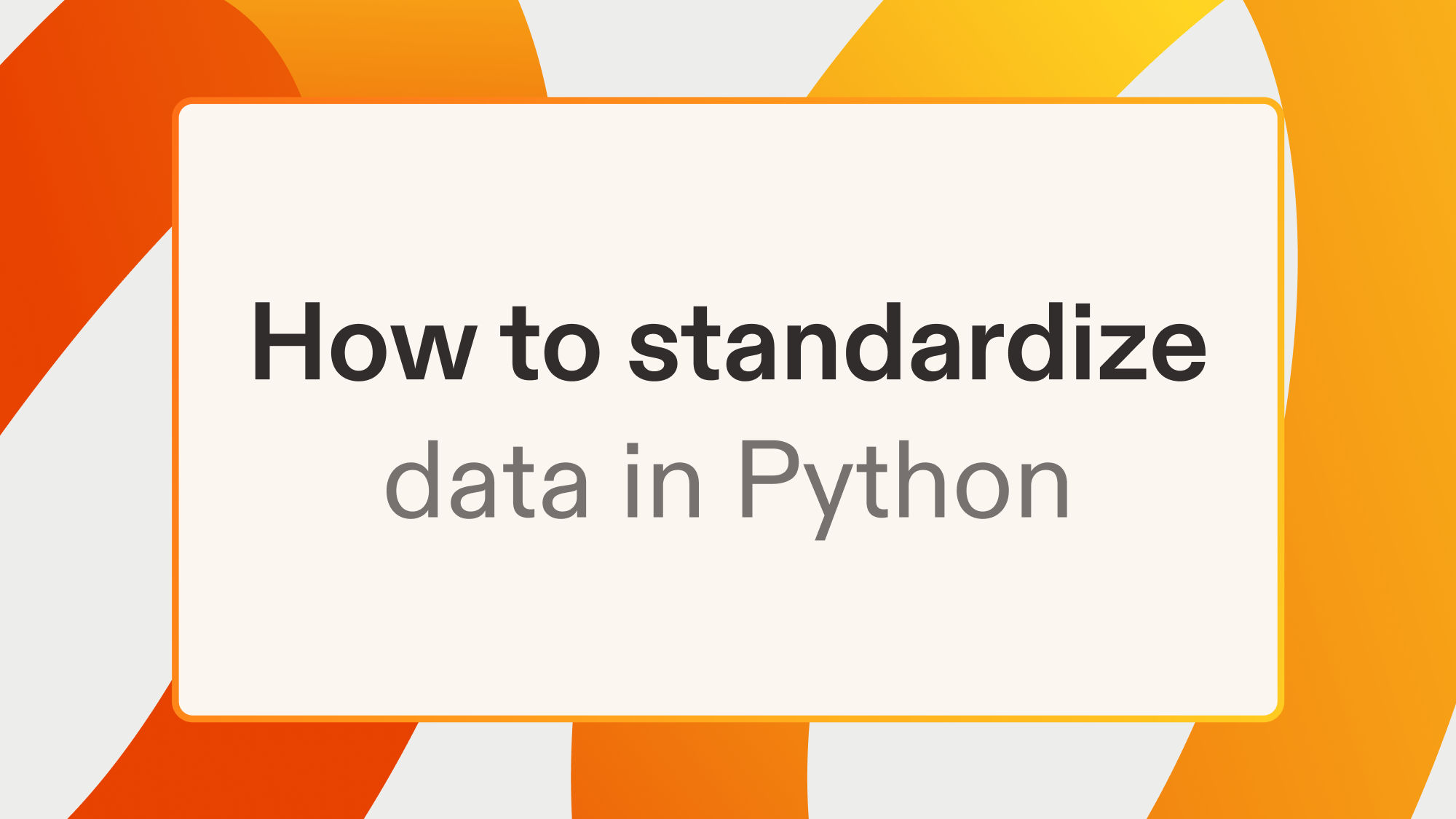 How to standardize data in Python