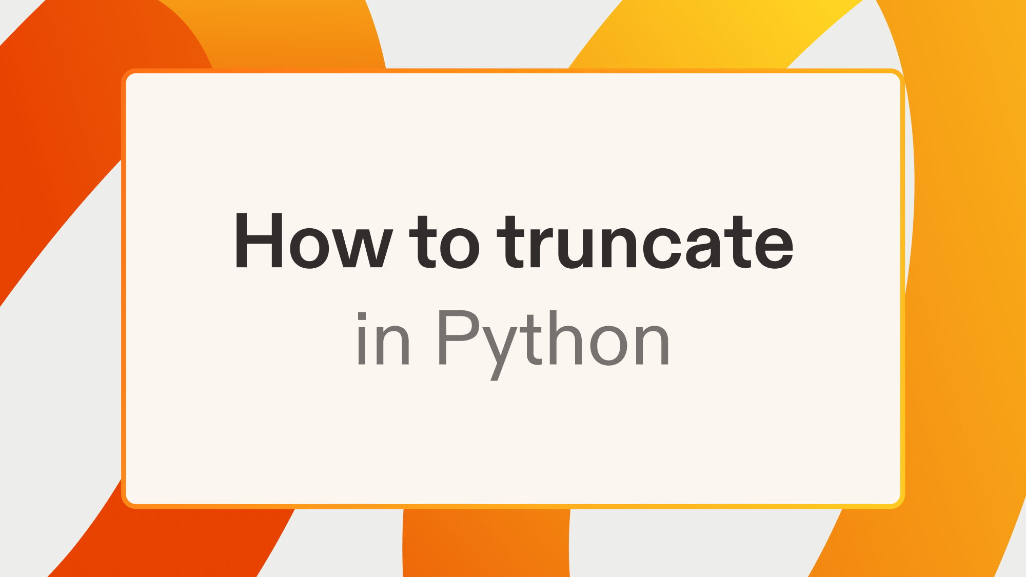 How to truncate in Python