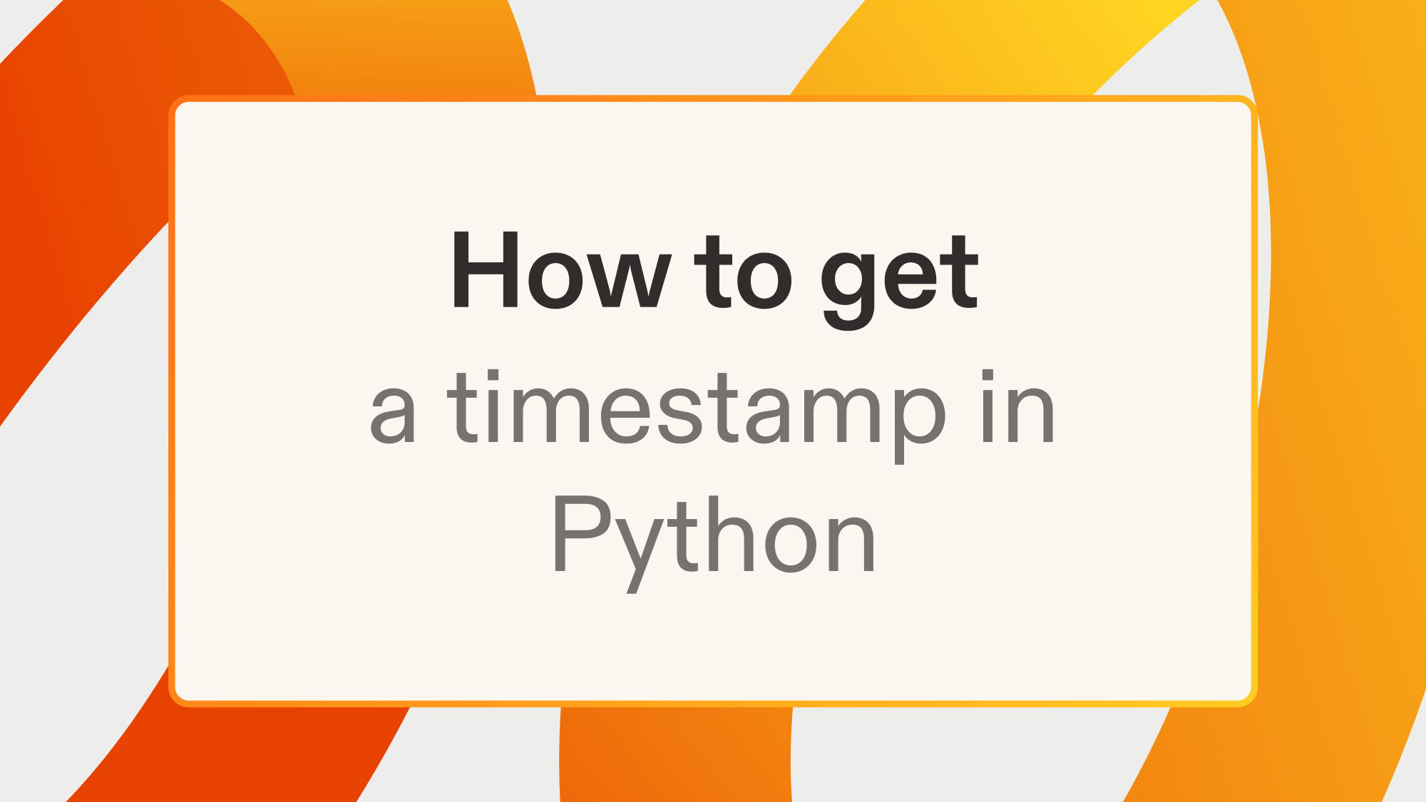 How to get a timestamp in Python