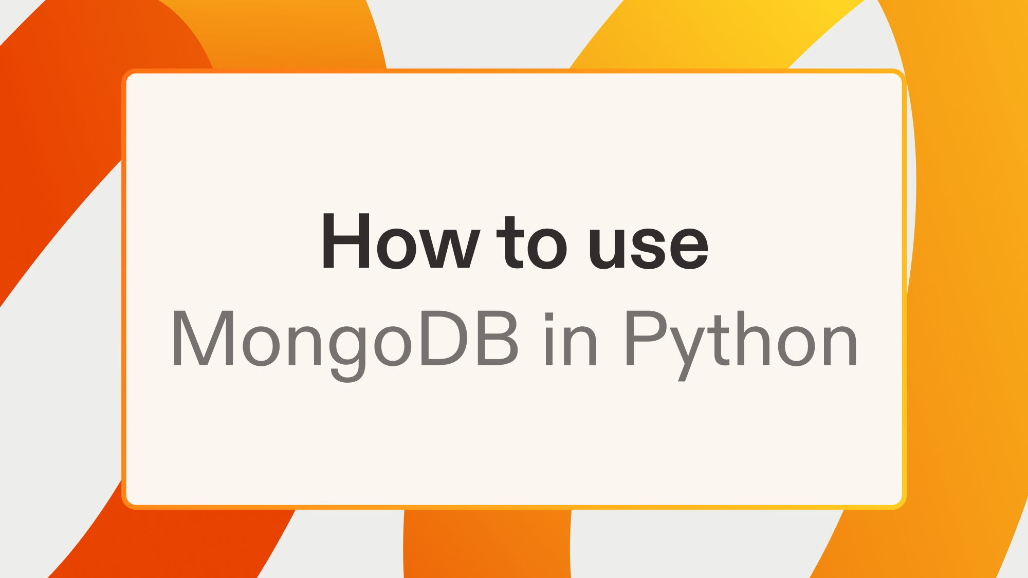How to use MongoDB in Python