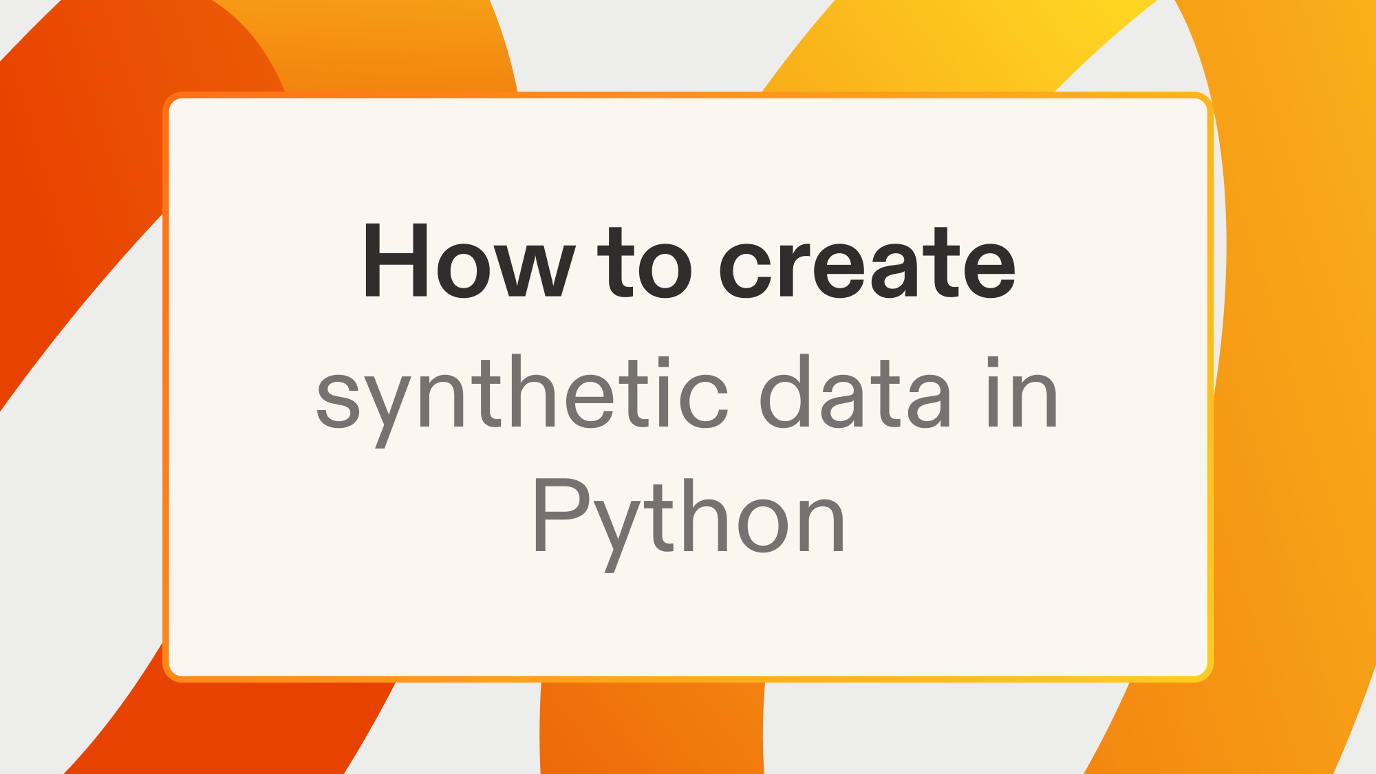 How to create synthetic data in Python
