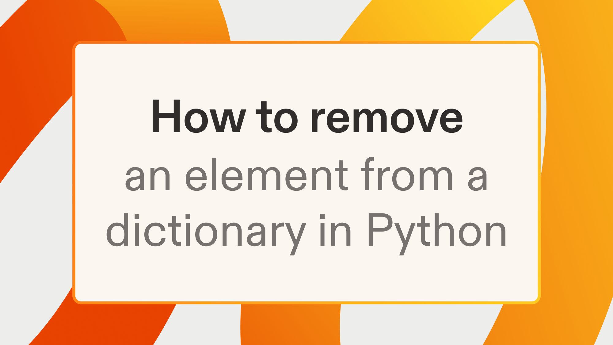 How to remove an element from a dictionary in Python