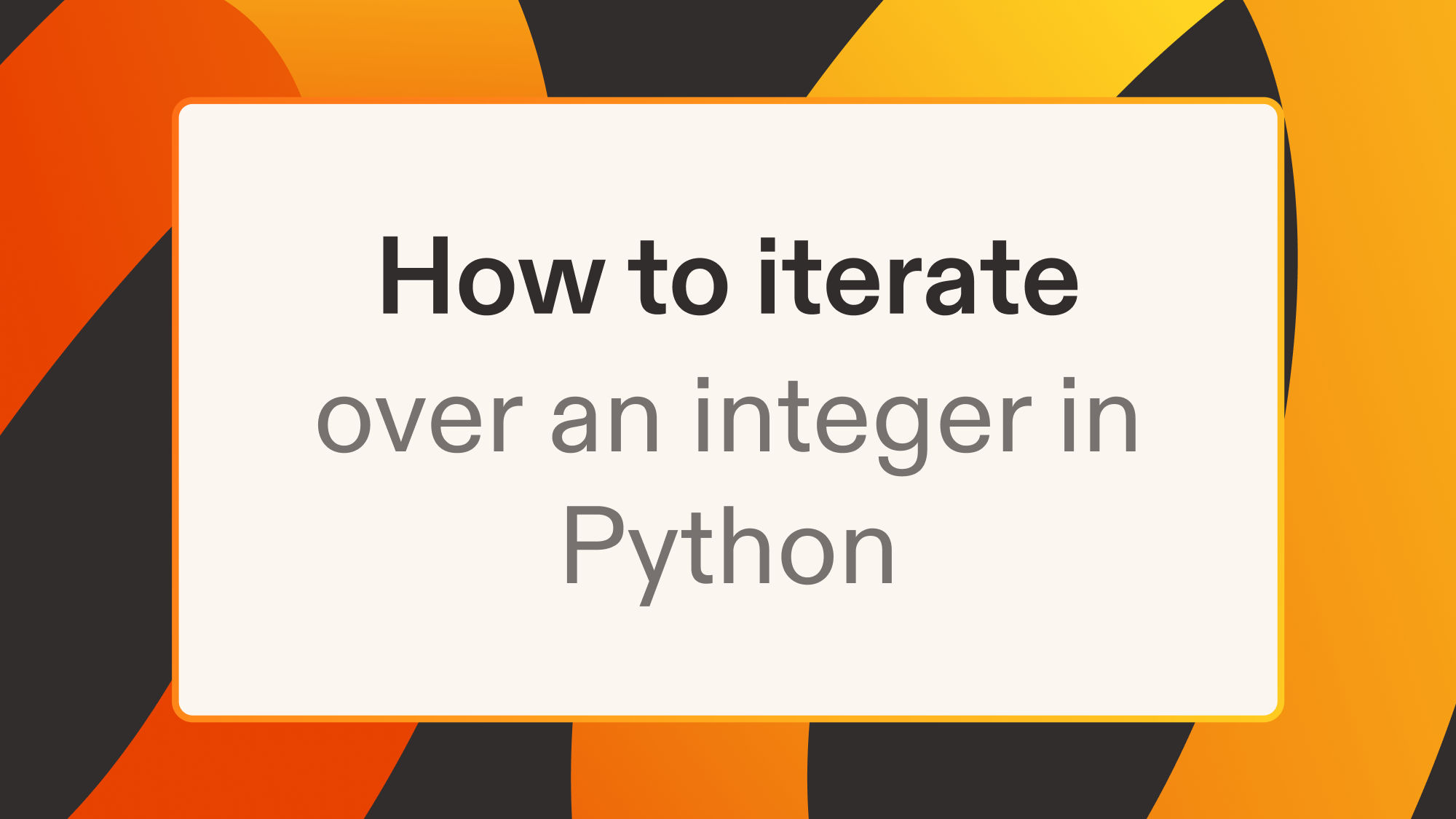 How to iterate over an integer in Python