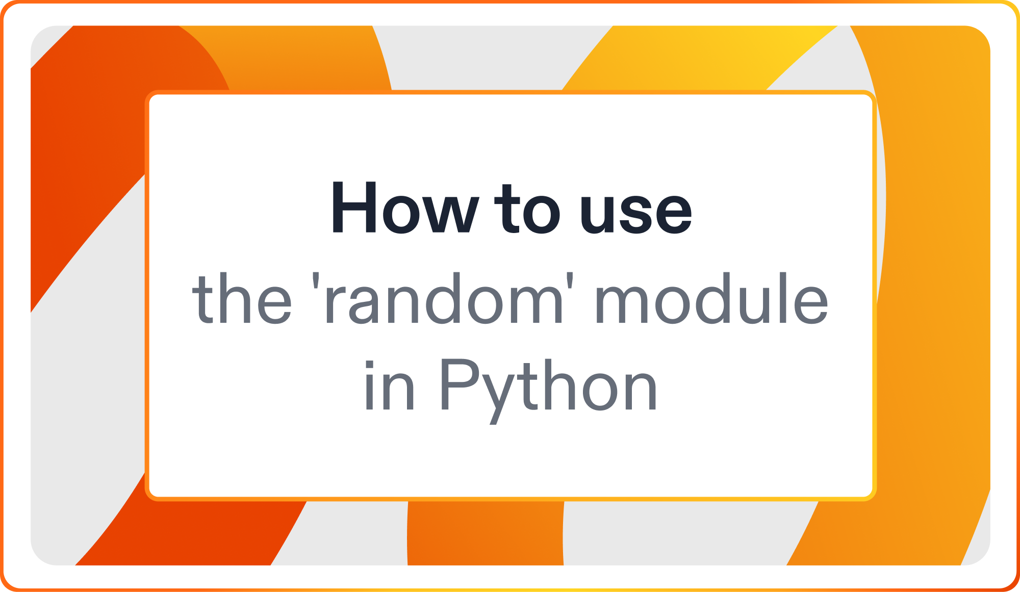 How to use the 'random' module in Python