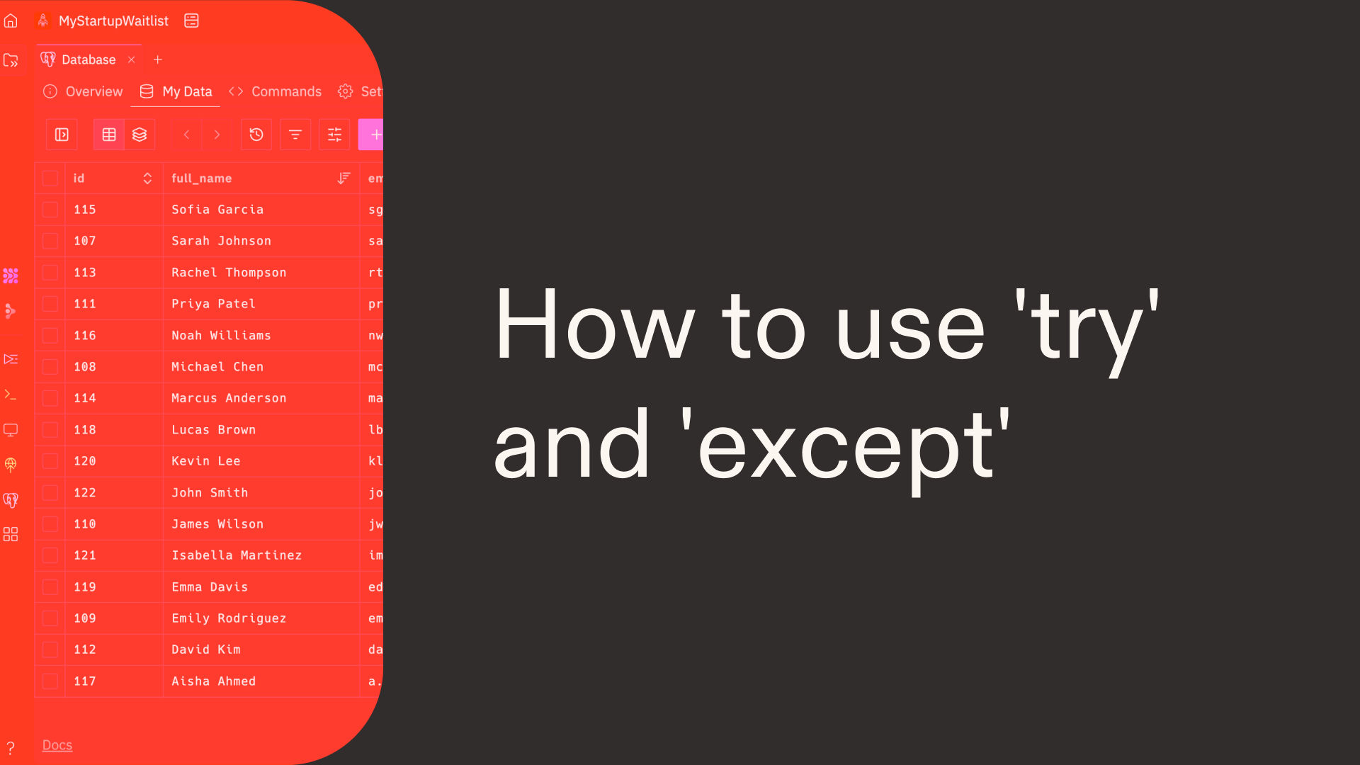 How to use 'try' and 'except' in Python