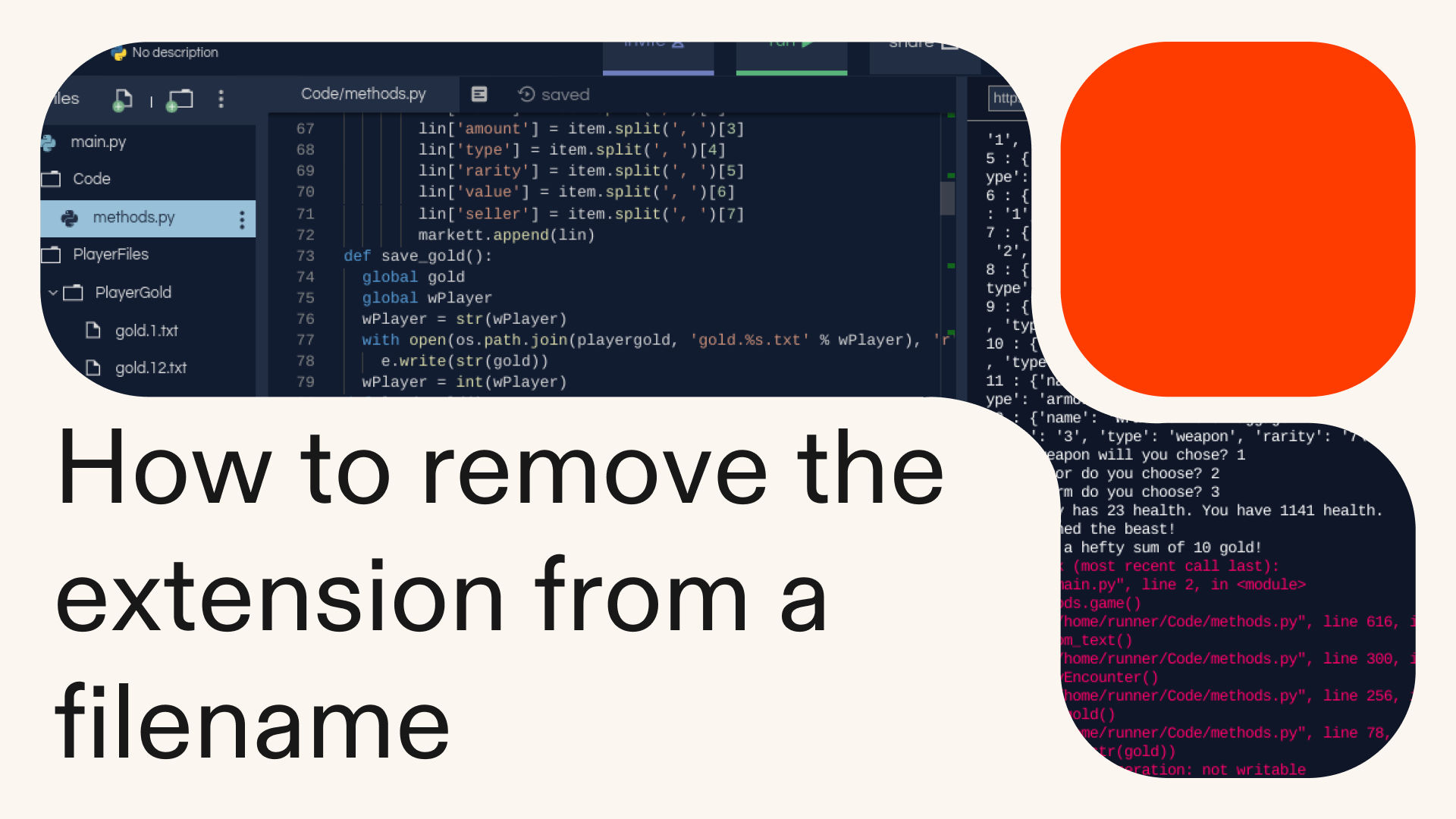 How to remove the extension from a filename in Python