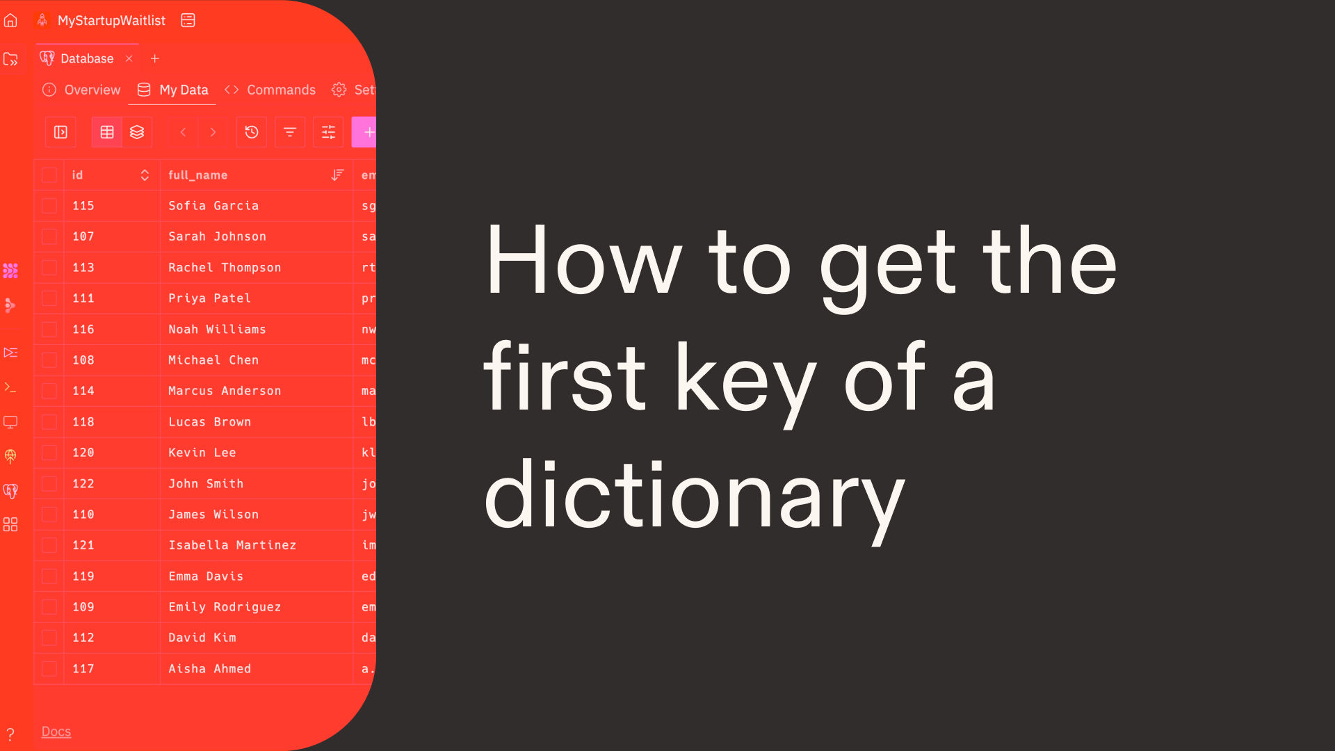 How to get the first key of a dictionary in Python