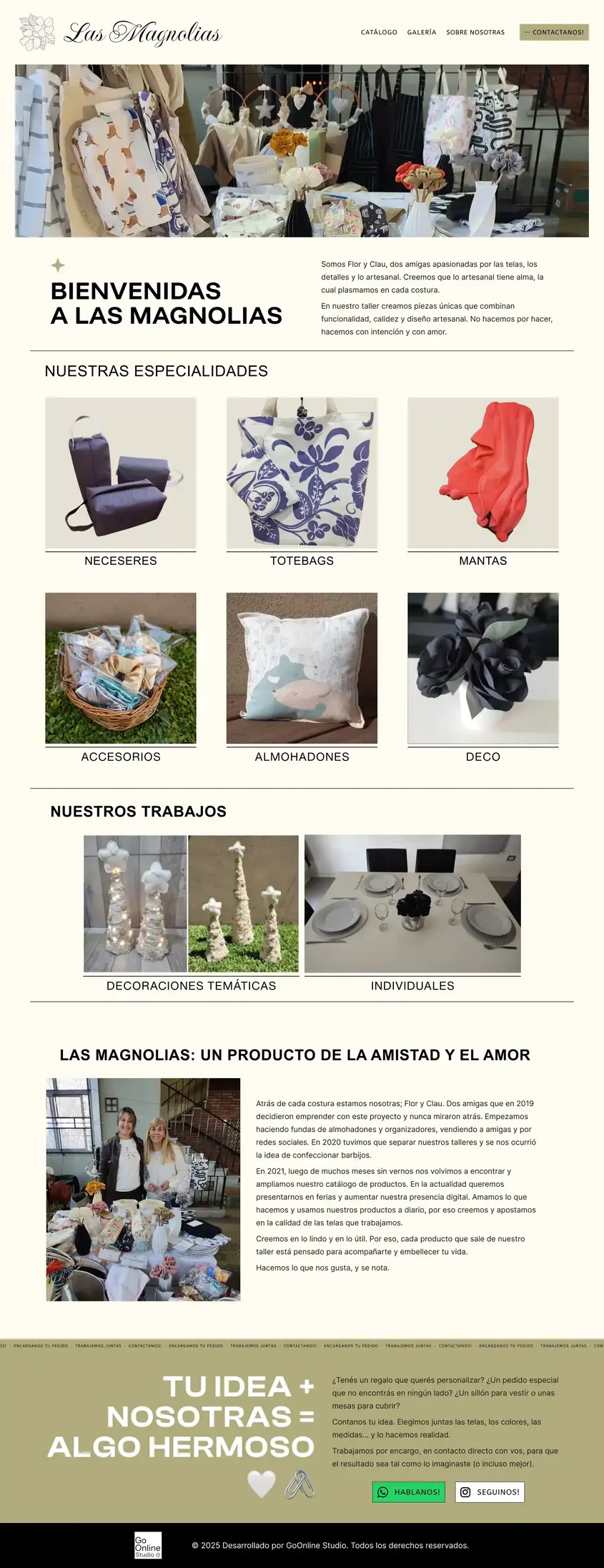 Captura de pantalla de la web "Las Magnolias"