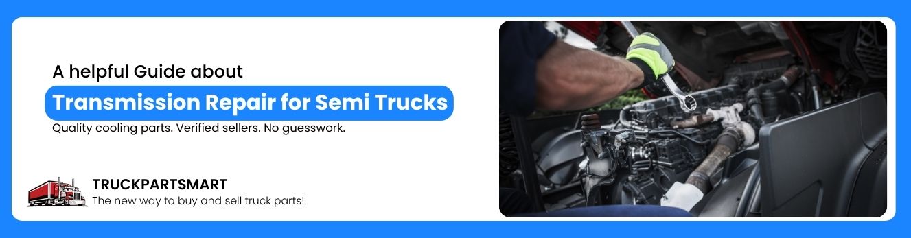 Mechanic's gloved hand using a wrench to repair a semi truck engine under the hood.