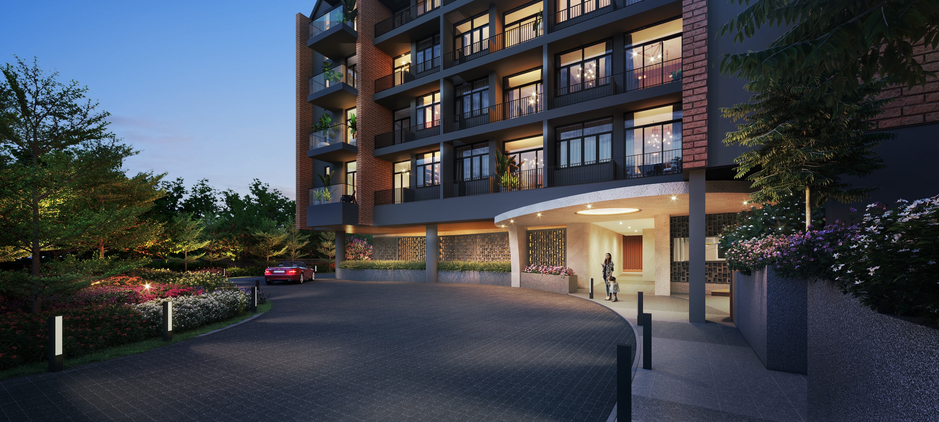 image of finished apartment building (for a general contractor).