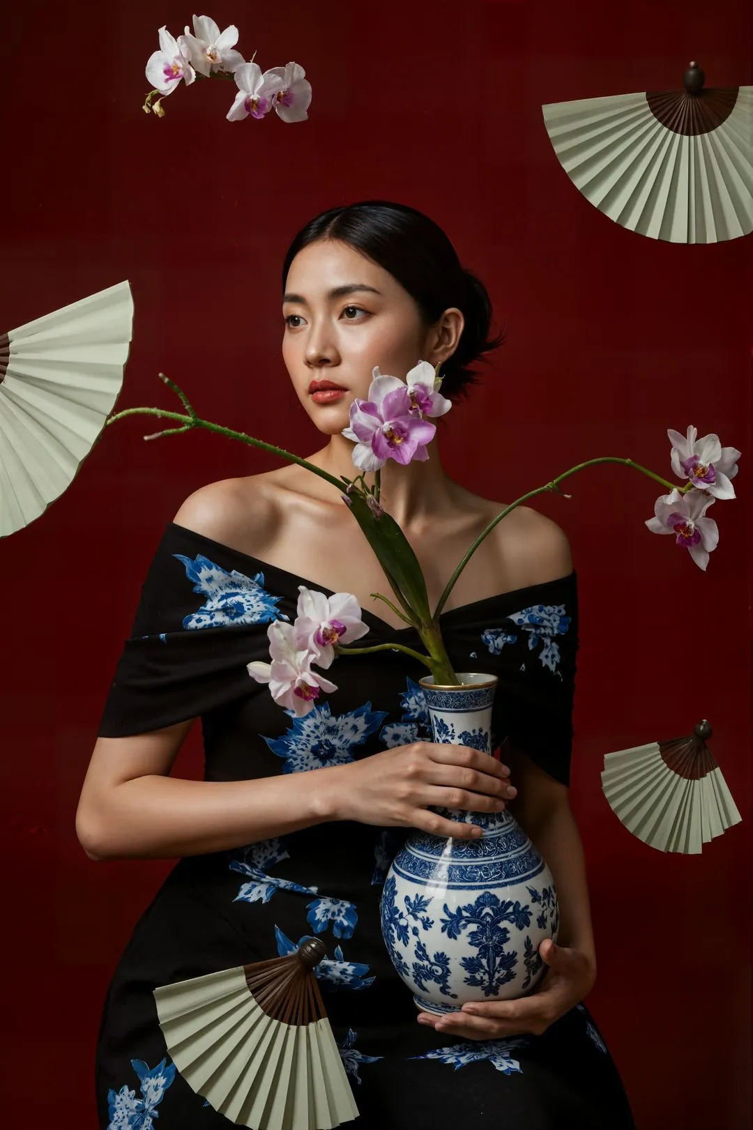 Elegant Woman with Vase