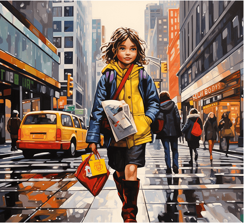 girl walking in the city