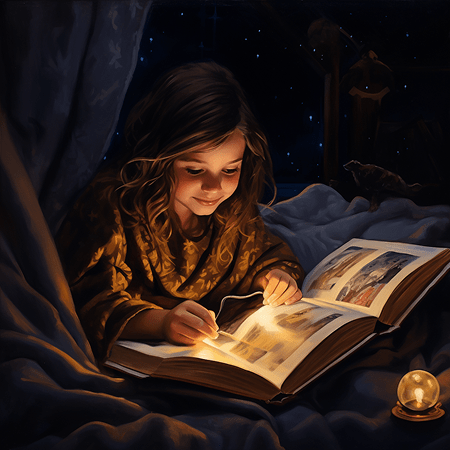 child reading a story